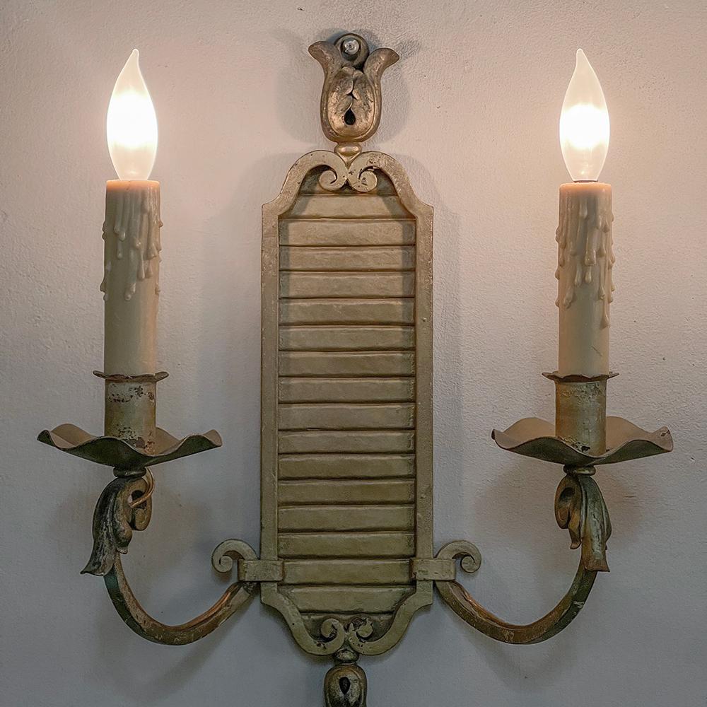 Pair Antique Italian Bronze Neoclassical Electrified Wall Sconces For Sale 14