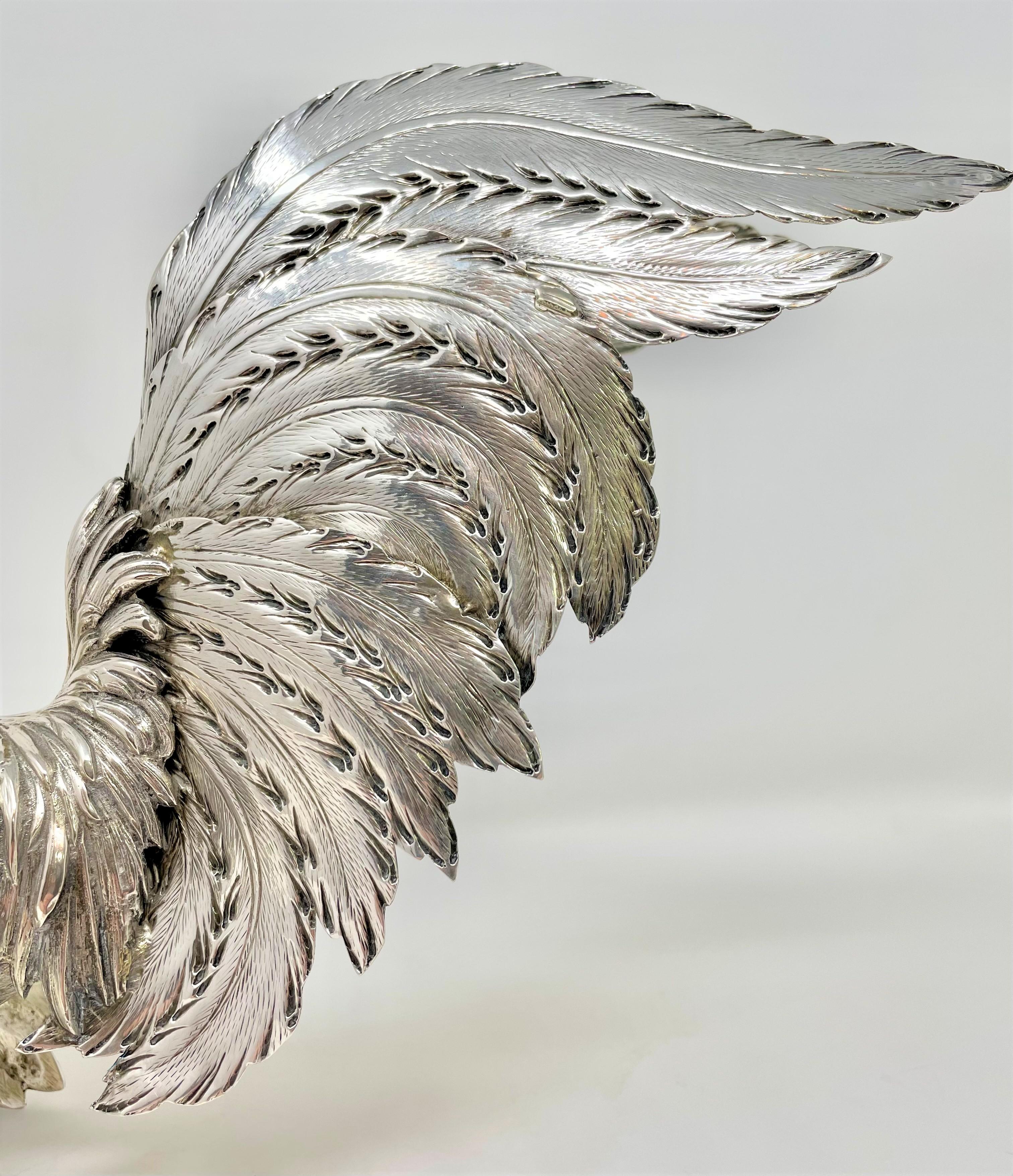 silver fighting roosters