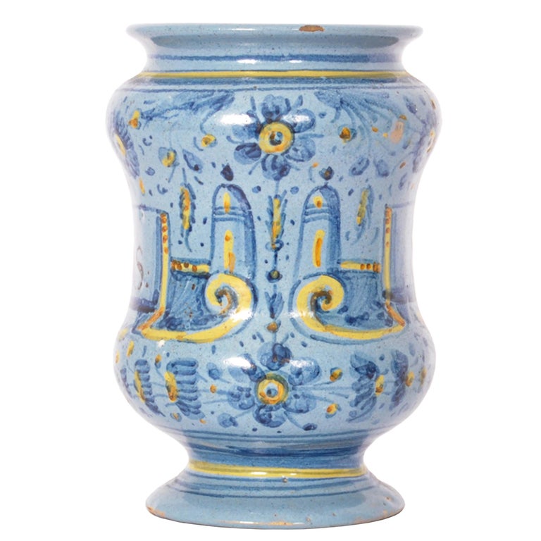 Albarelli Pair Antique Italian Maiolica Pottery Albarelli Medicine Apothecary ...