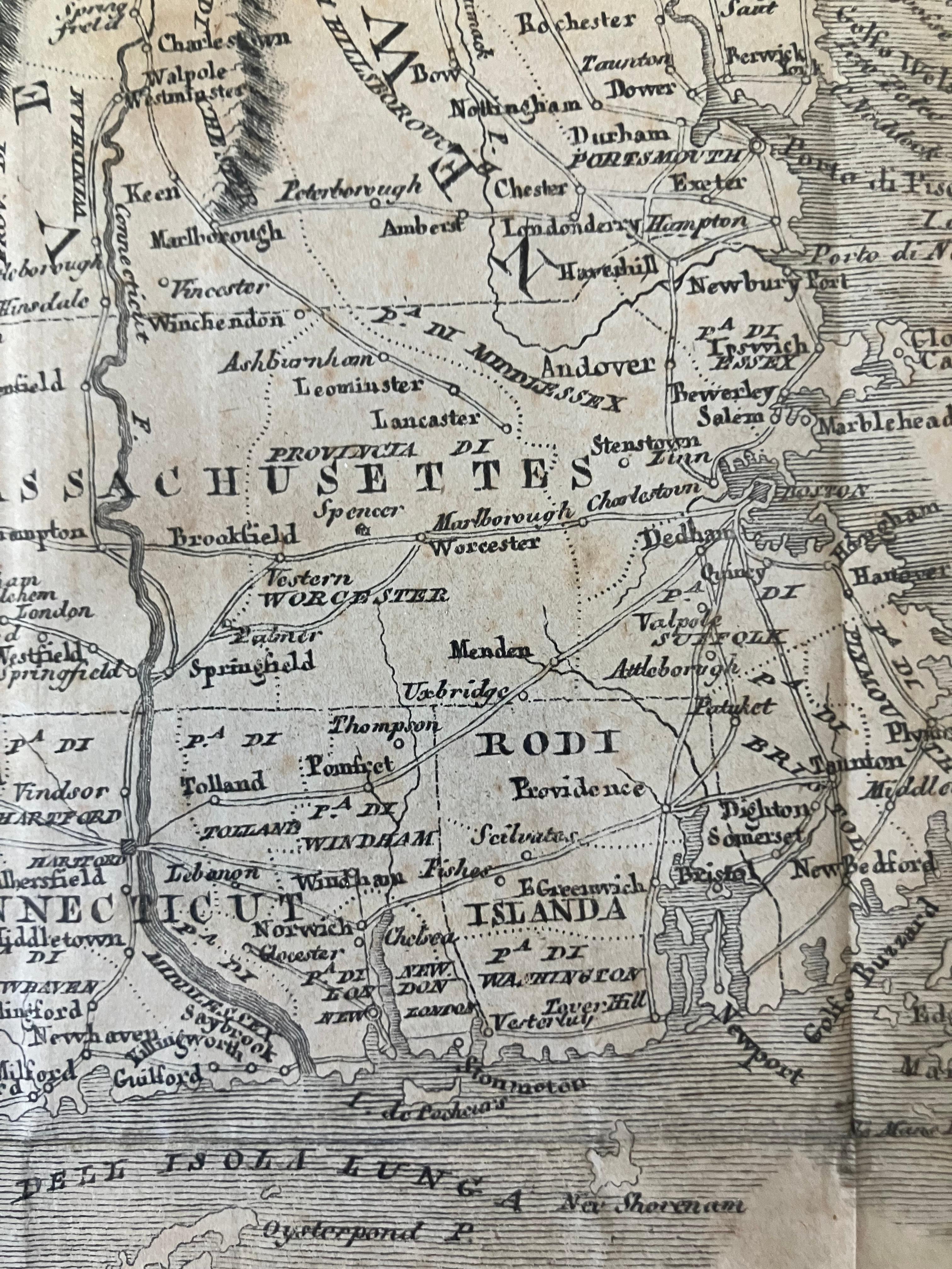 Pair Antique Italian Maps of the North American Eastern Seaboard For Sale 5