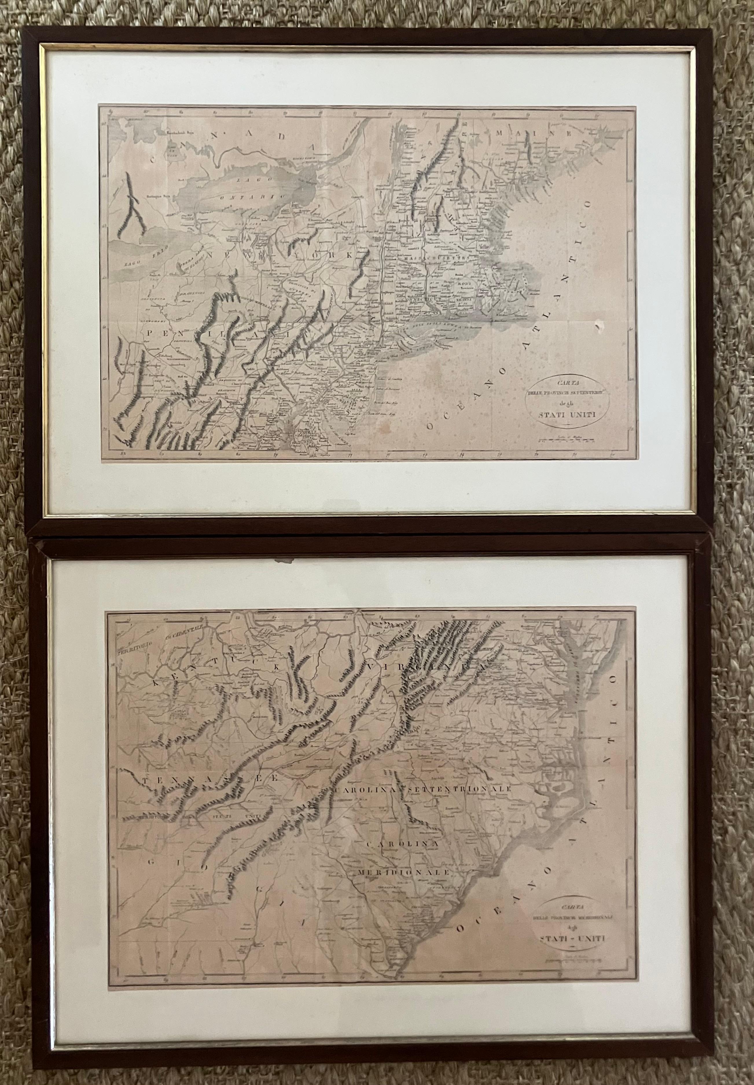 Pair Antique Italian Maps of the North American Eastern Seaboard For Sale 6