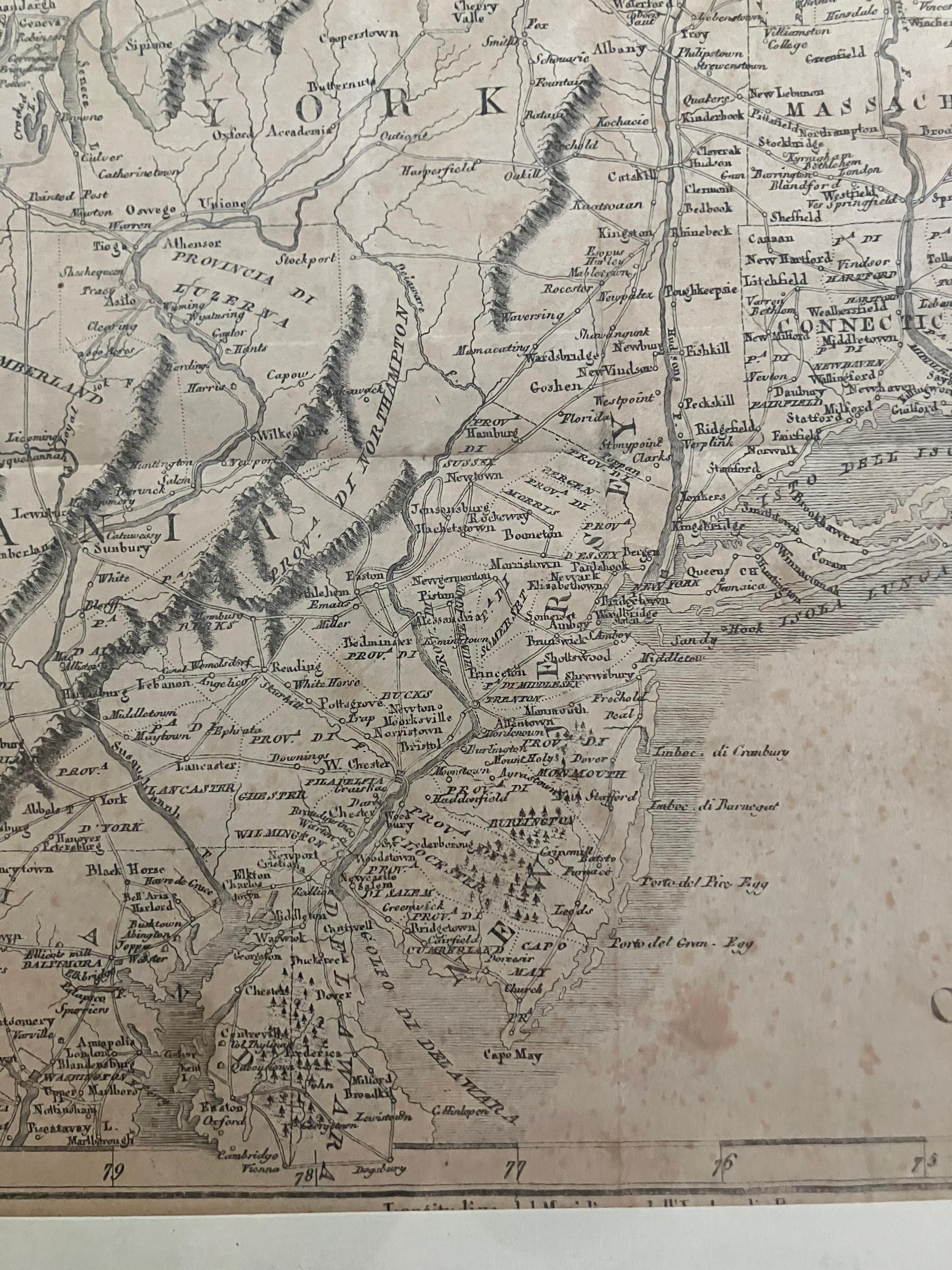 18th Century Pair Antique Italian Maps of the North American Eastern Seaboard For Sale