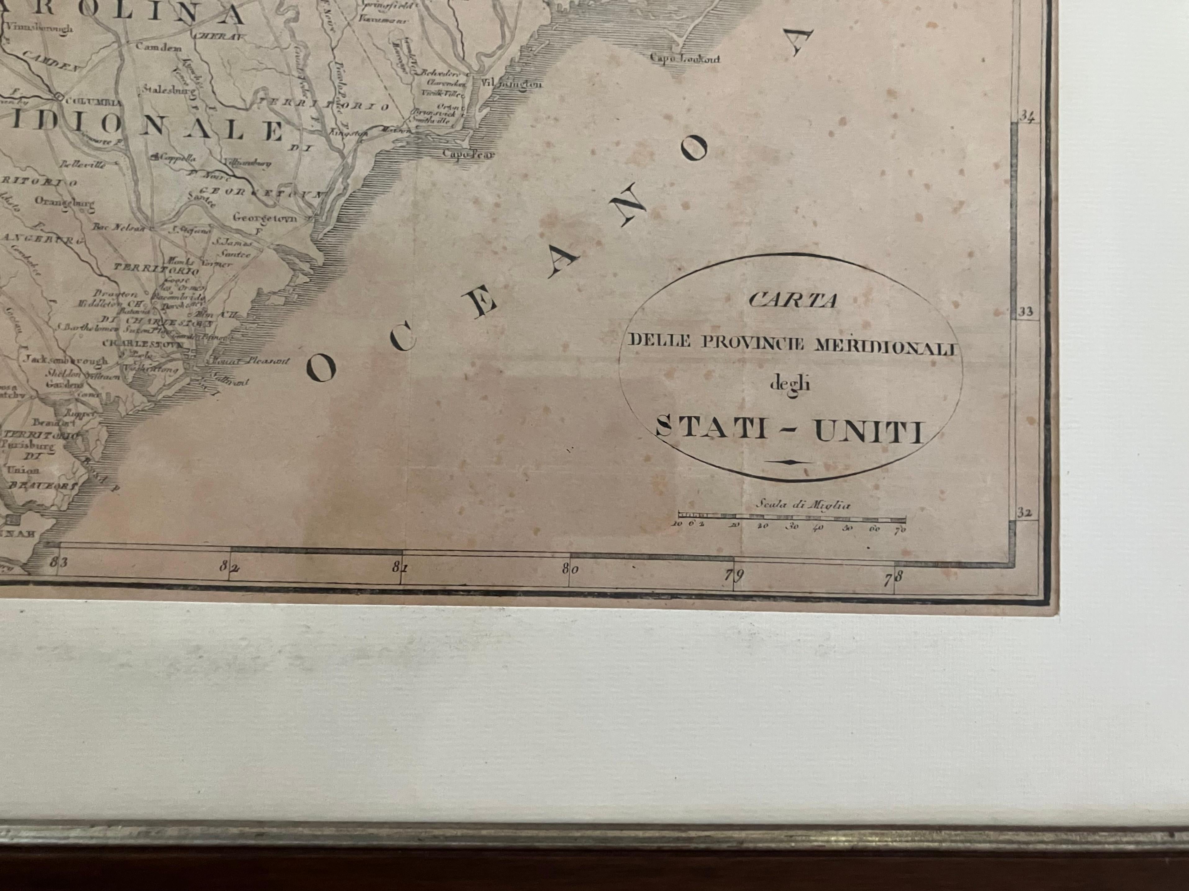 Pair Antique Italian Maps of the North American Eastern Seaboard For Sale 1