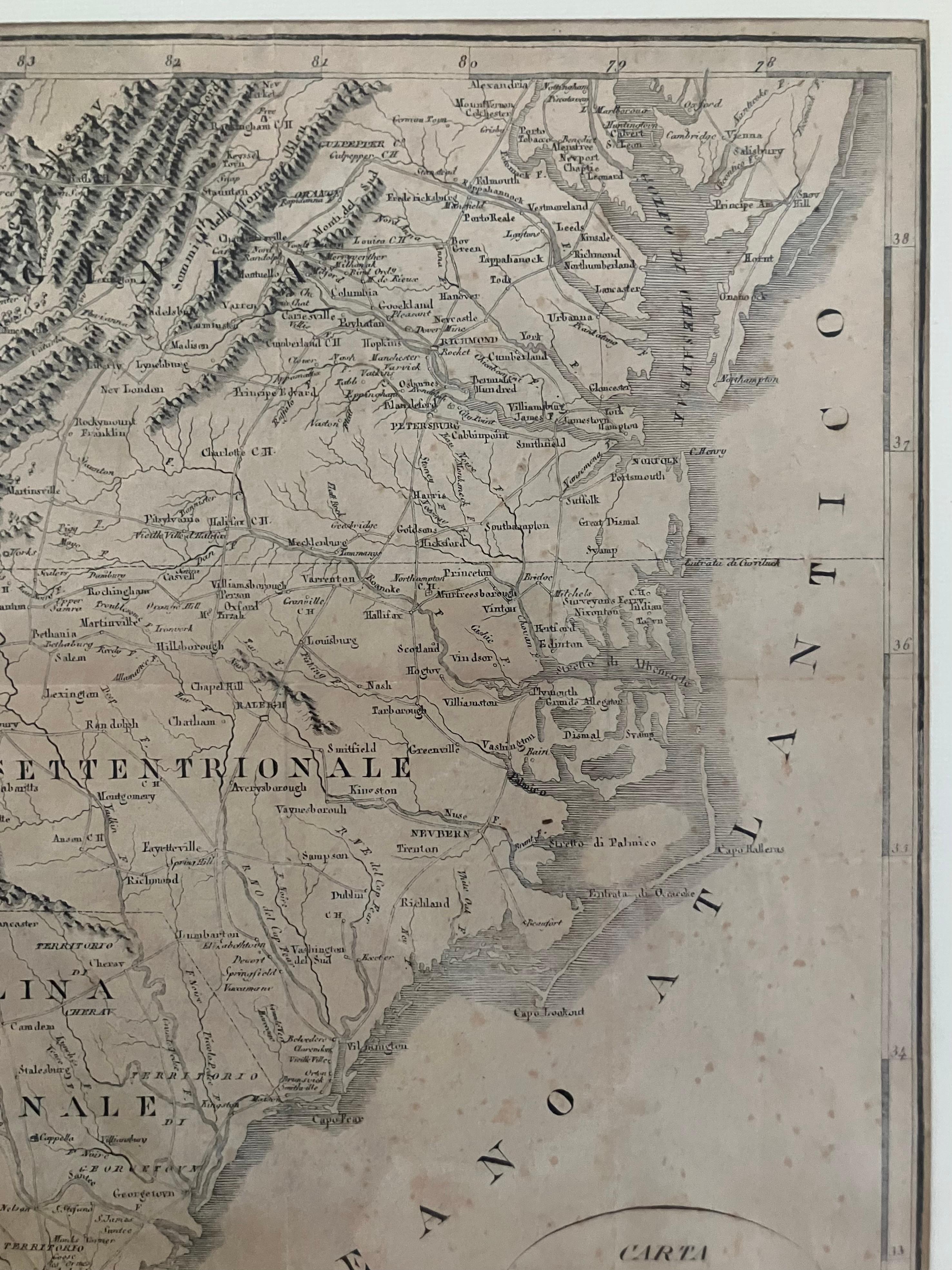 Pair Antique Italian Maps of the North American Eastern Seaboard For Sale 2