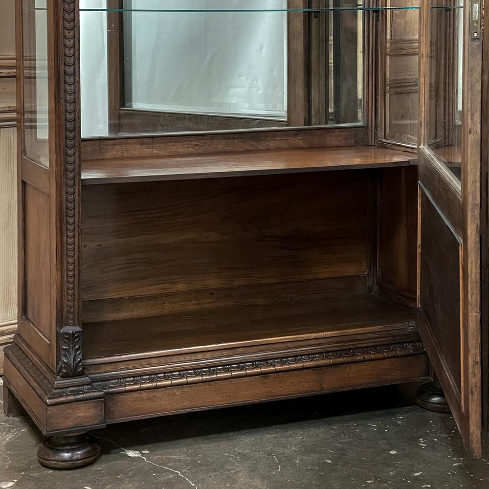 Hand-Crafted PAIR Antique Italian Neoclassical Walnut Bookcases ~ Vitrines For Sale