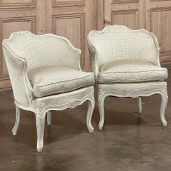 Pair Antique Italian Painted Petite Armchairs