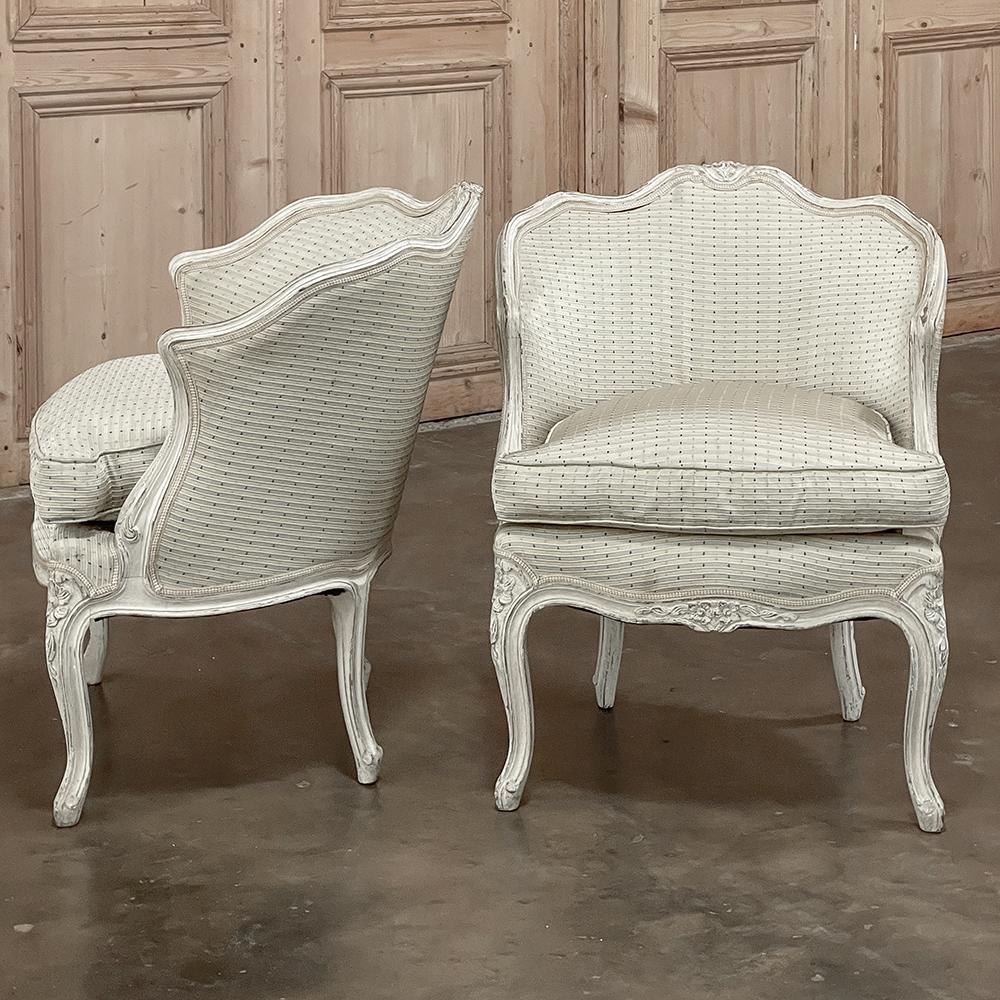 Pair Antique Italian Painted Petite Armchairs In Good Condition For Sale In Dallas, TX