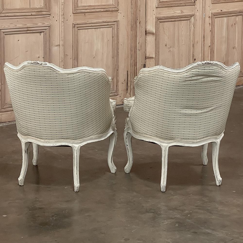 Fruitwood Pair Antique Italian Painted Petite Armchairs For Sale