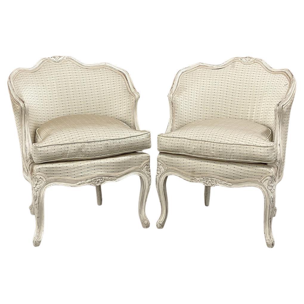 Pair Antique Italian Painted Petite Armchairs For Sale