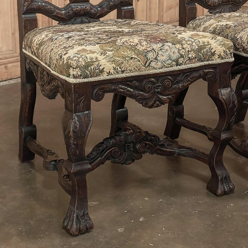 Pair Antique Italian Renaissance Side Chairs For Sale 3