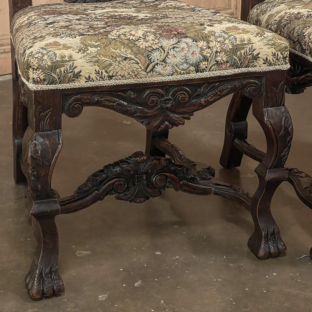 Pair Antique Italian Renaissance Side Chairs For Sale 5