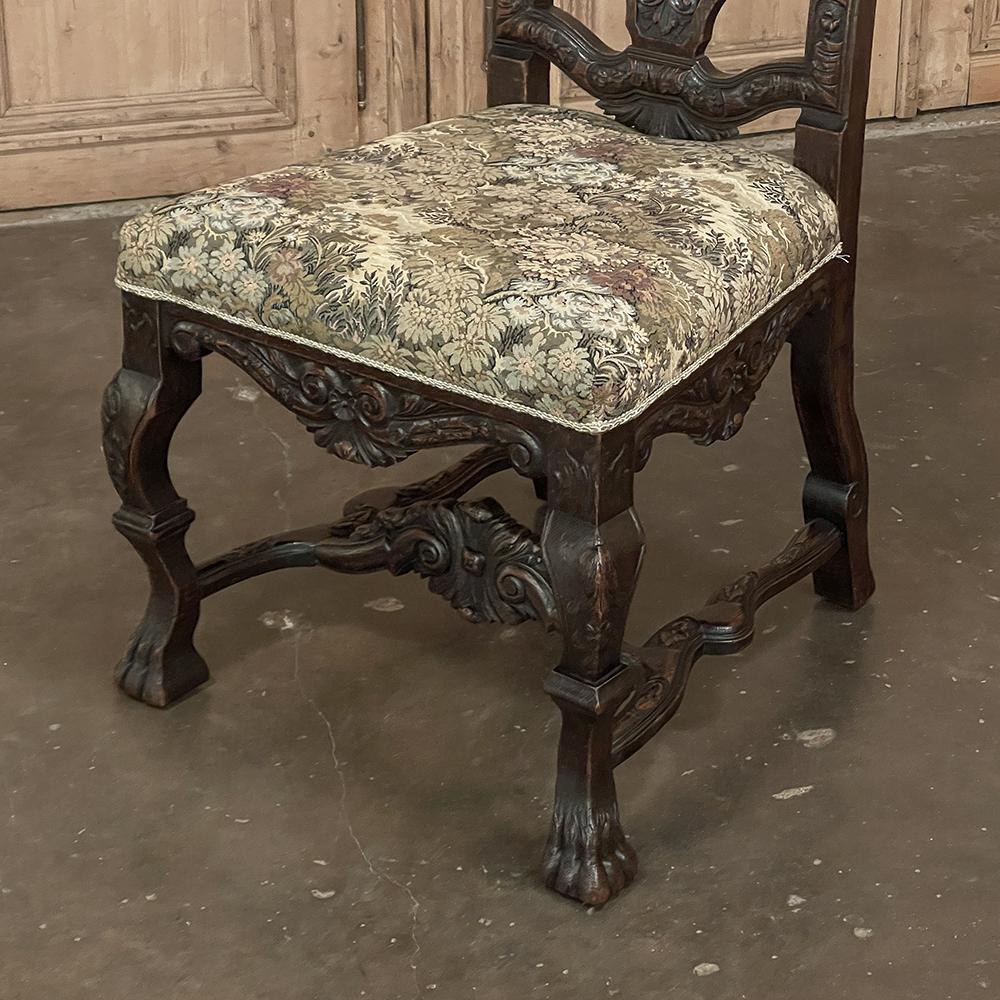 Pair Antique Italian Renaissance Side Chairs For Sale 7