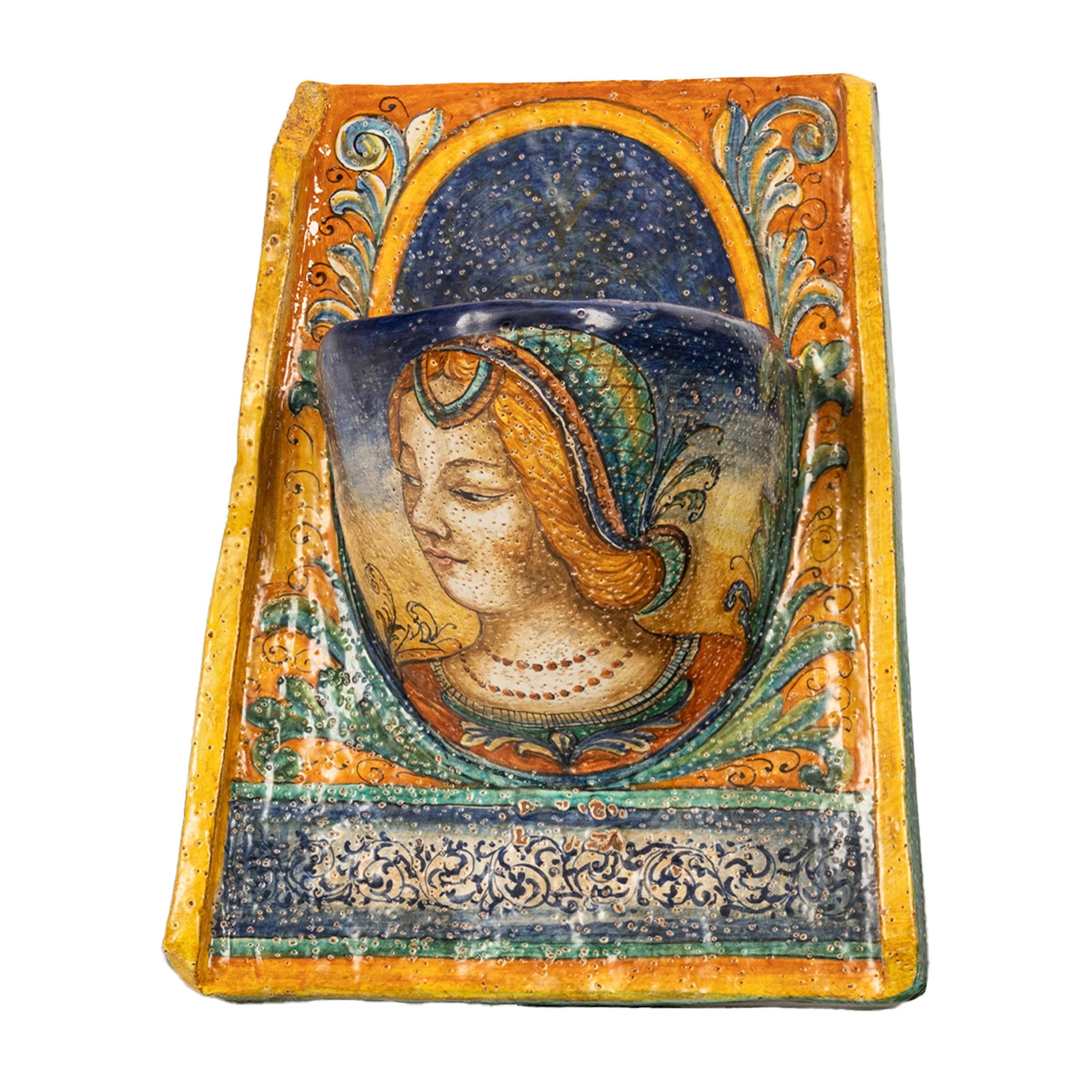 Pareja de Maceteros de Pared Antiguos de Cerámica Maiolica Renacentista de la Umbría Italiana siglo XIX en venta