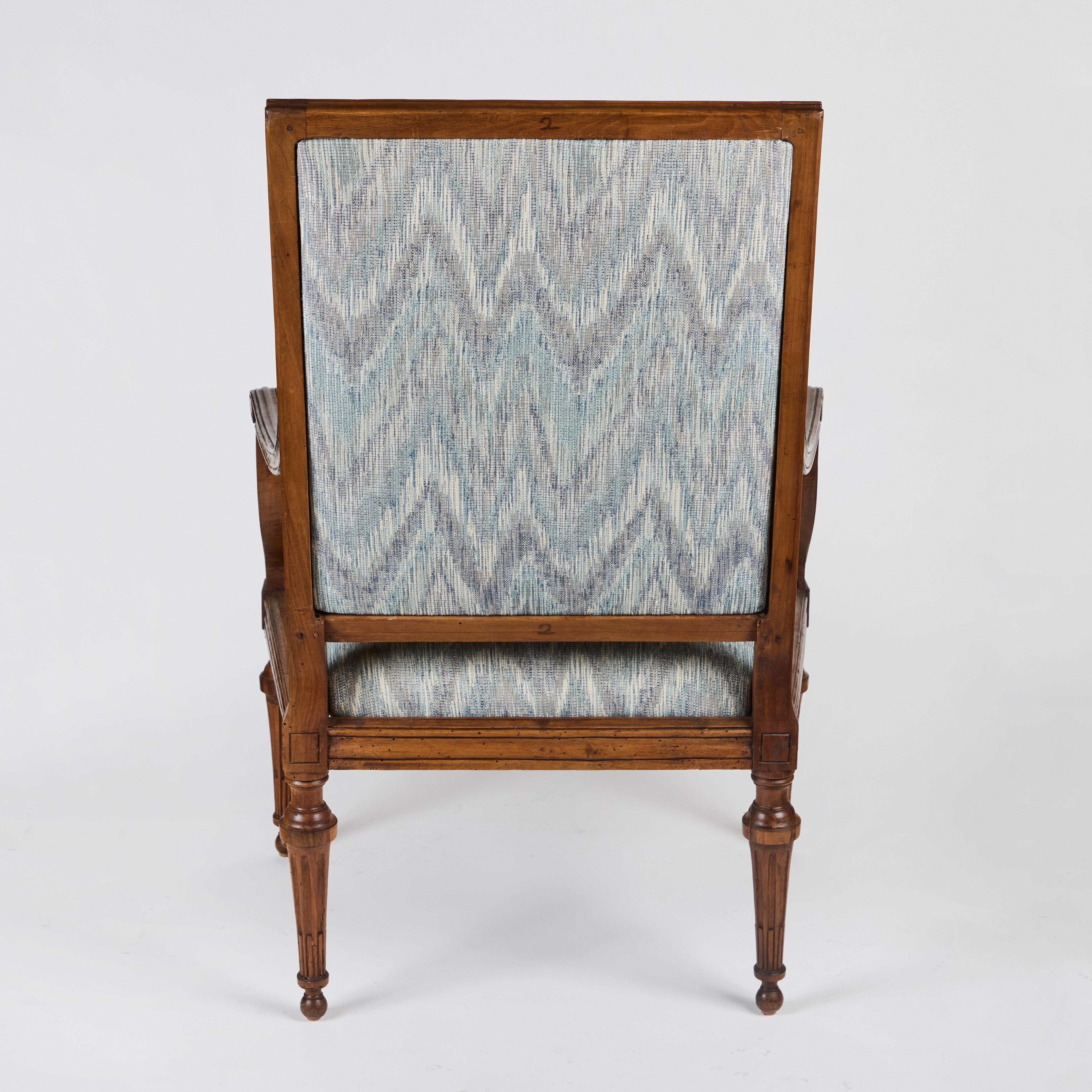Pair Antique Italian Walnut Armchairs For Sale 6