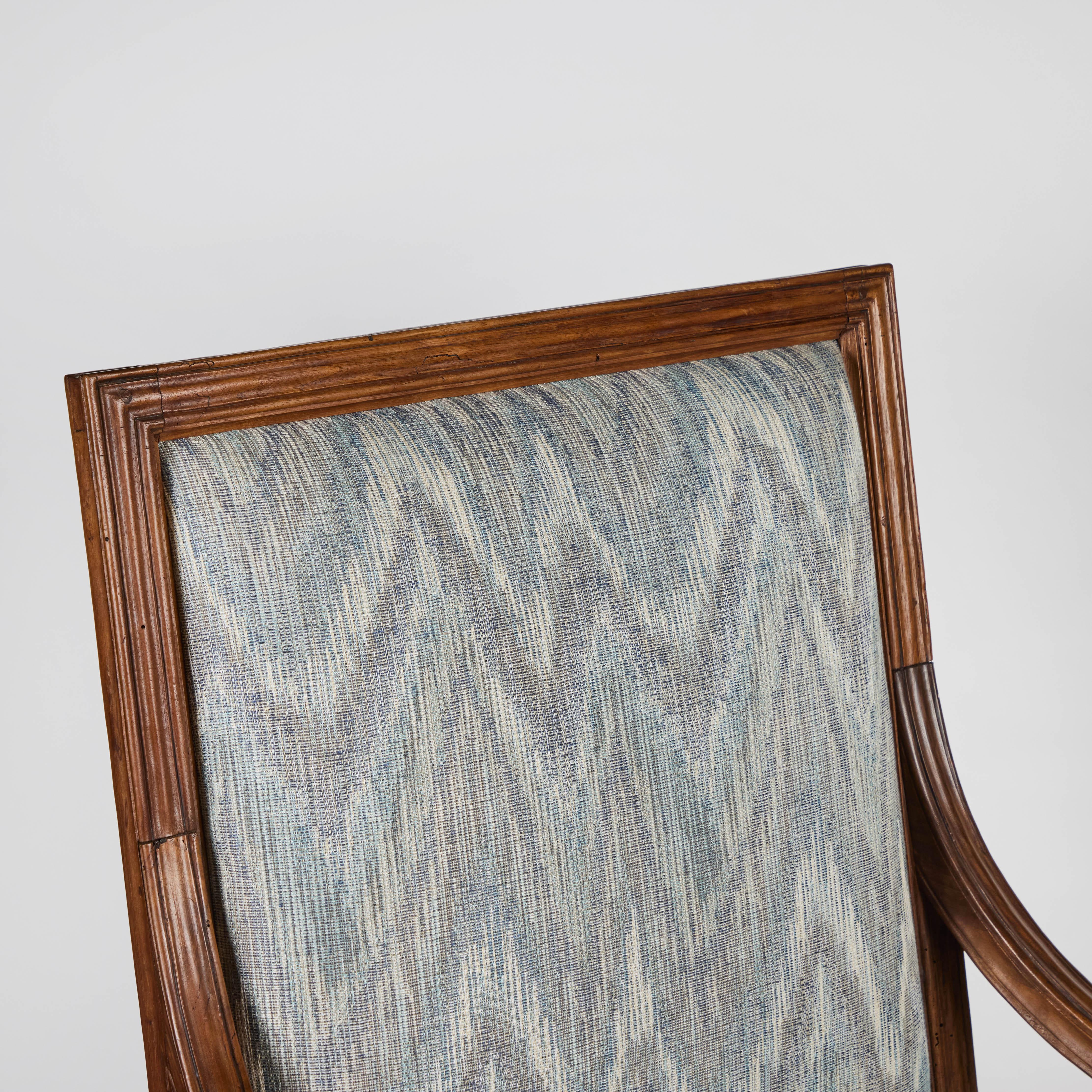 Pair Antique Italian Walnut Armchairs For Sale 1