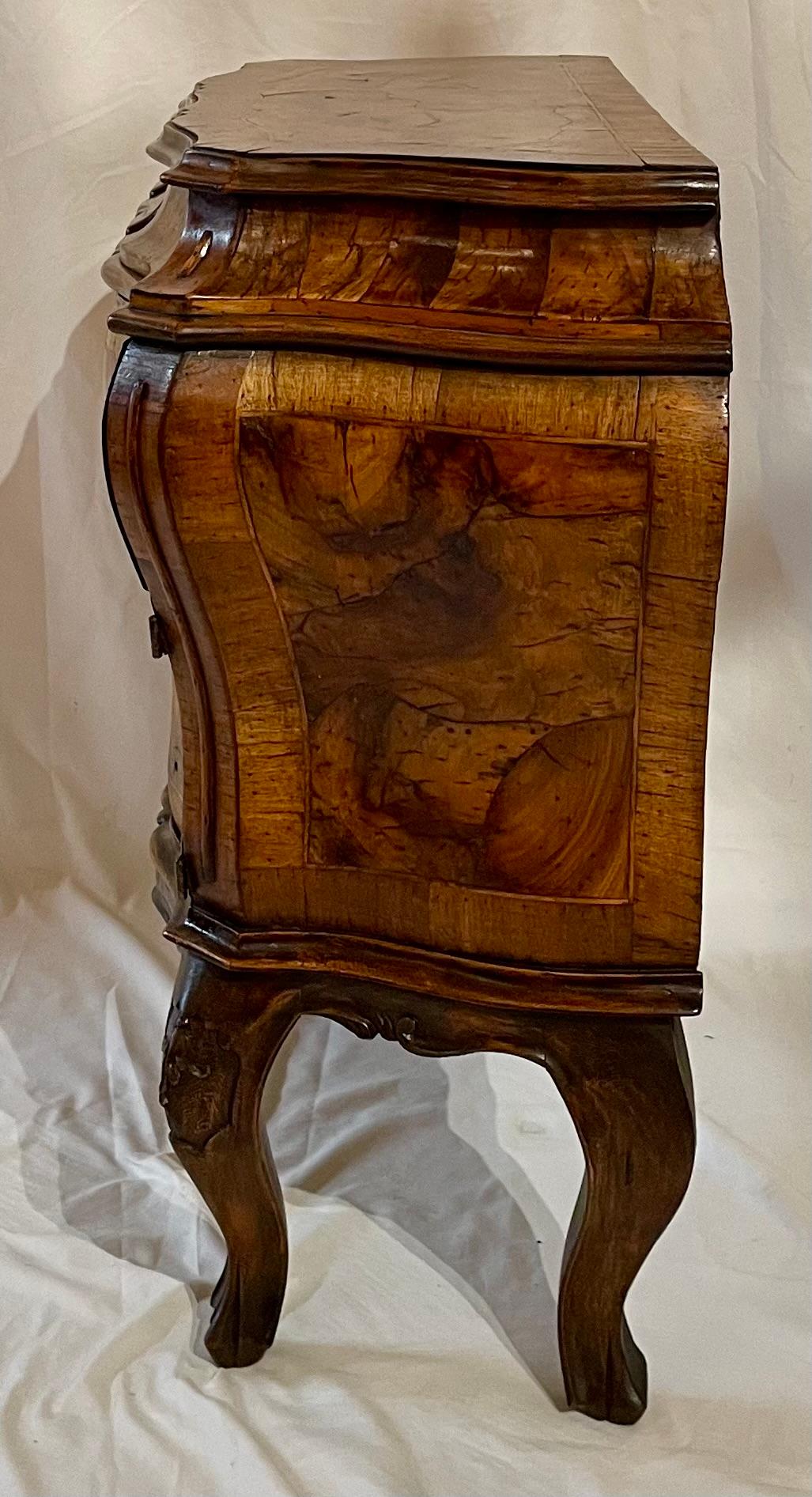 Pair Antique Italian Walnut Bombe Chests, Circa 1920's. For Sale 6