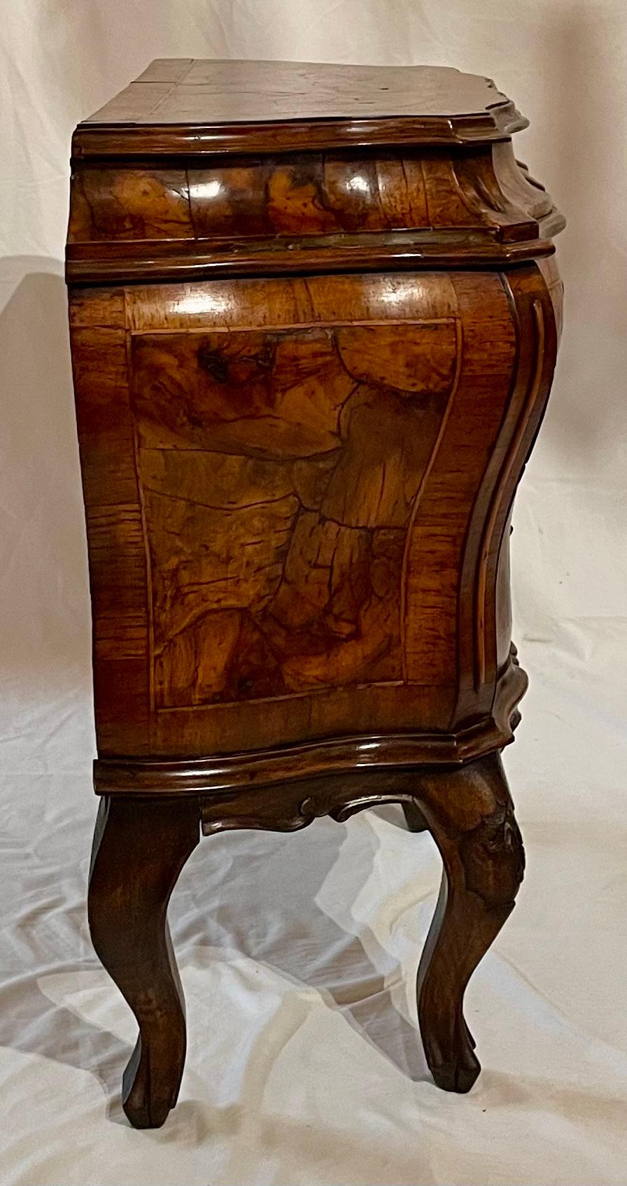 Pair Antique Italian Walnut Bombe Chests, Circa 1920's. For Sale 8