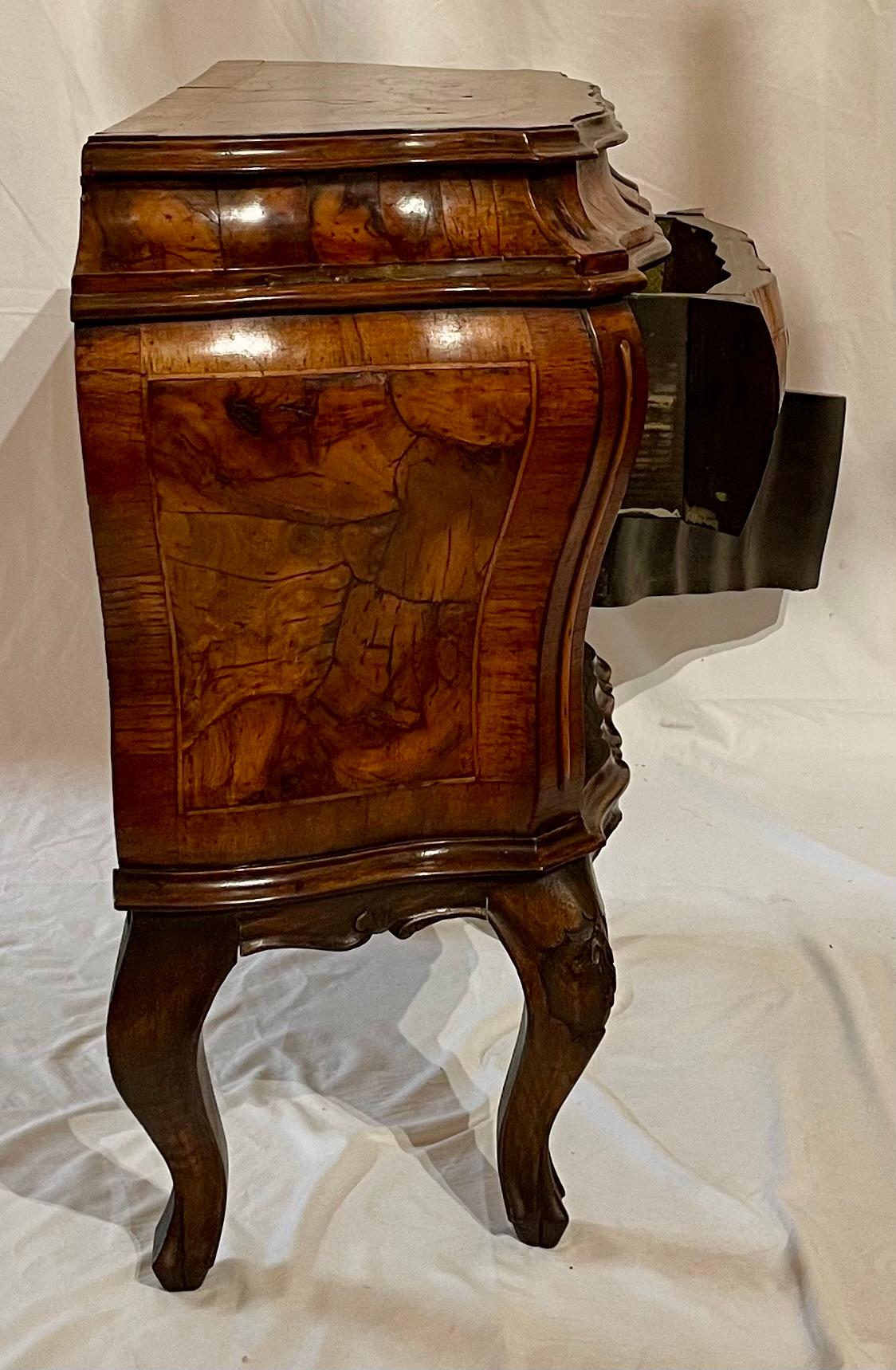 Pair Antique Italian Walnut Bombe Chests, Circa 1920's. For Sale 9