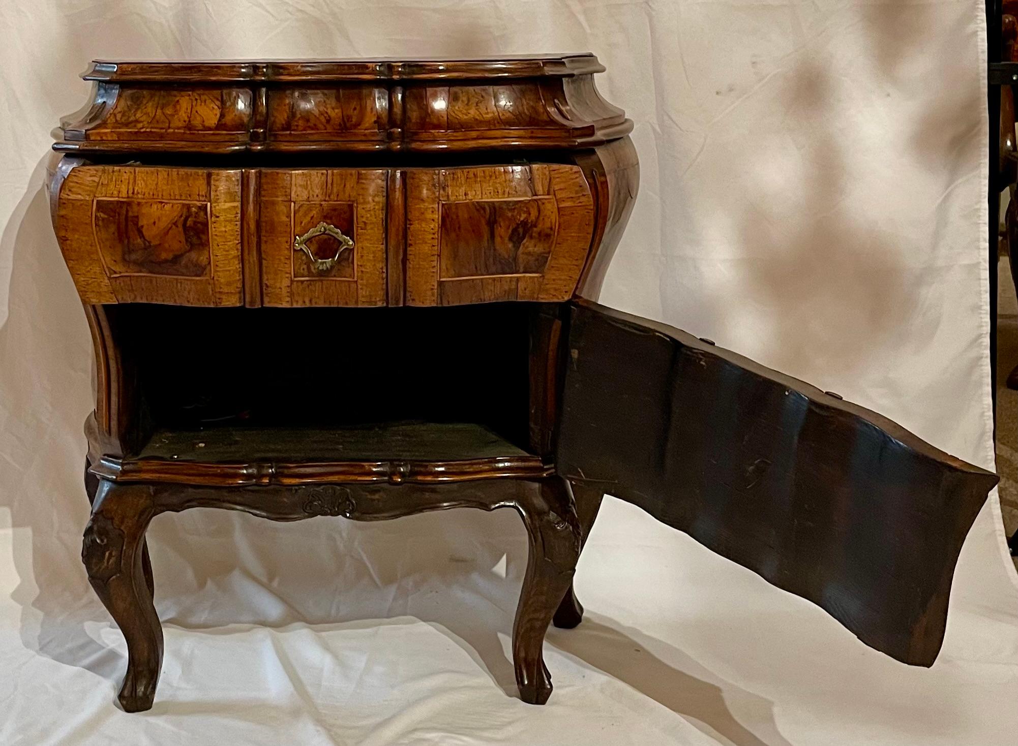 Pair Antique Italian Walnut Bombe Chests, Circa 1920's. For Sale 1