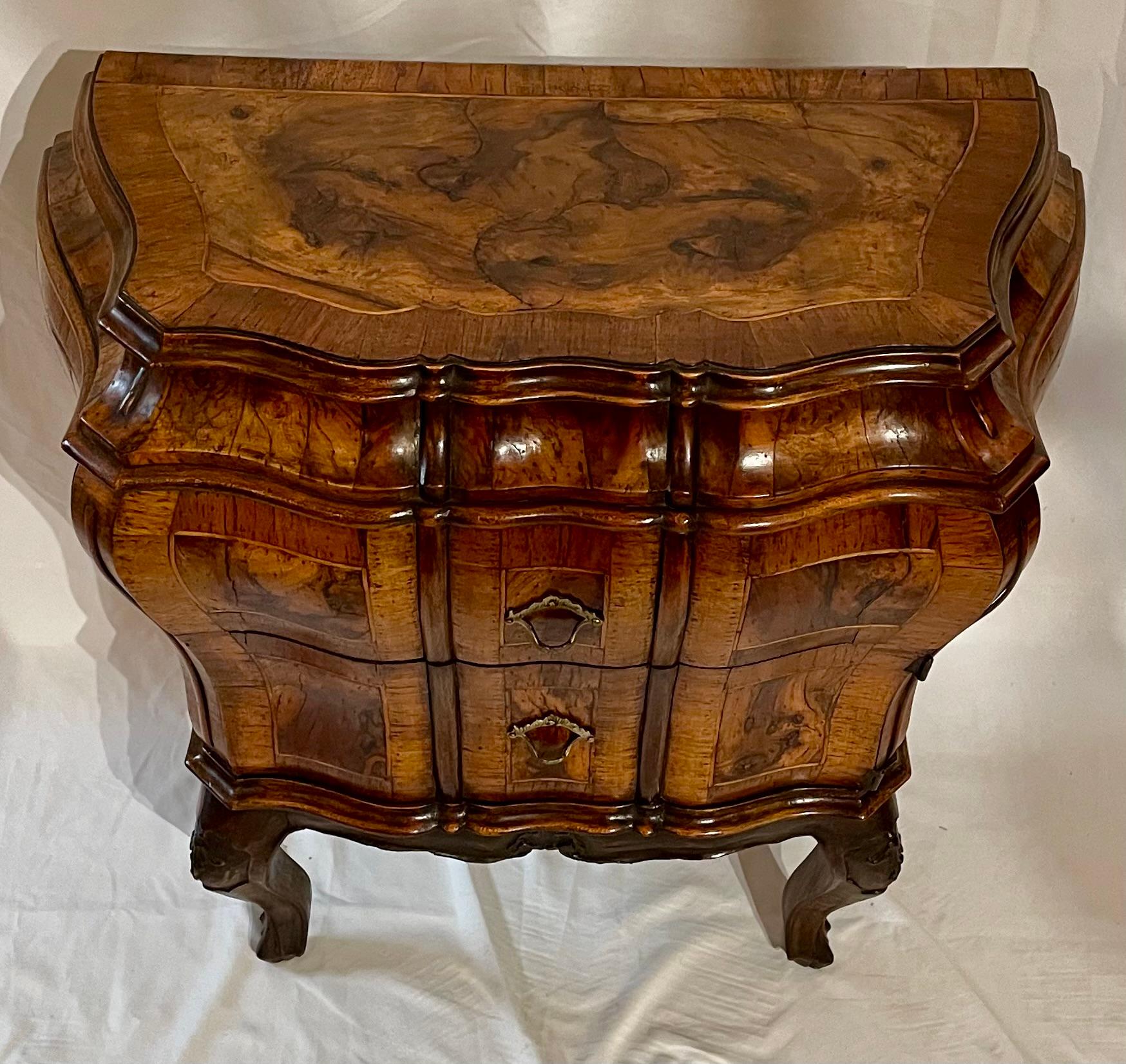 Pair Antique Italian Walnut Bombe Chests, Circa 1920's. For Sale 2