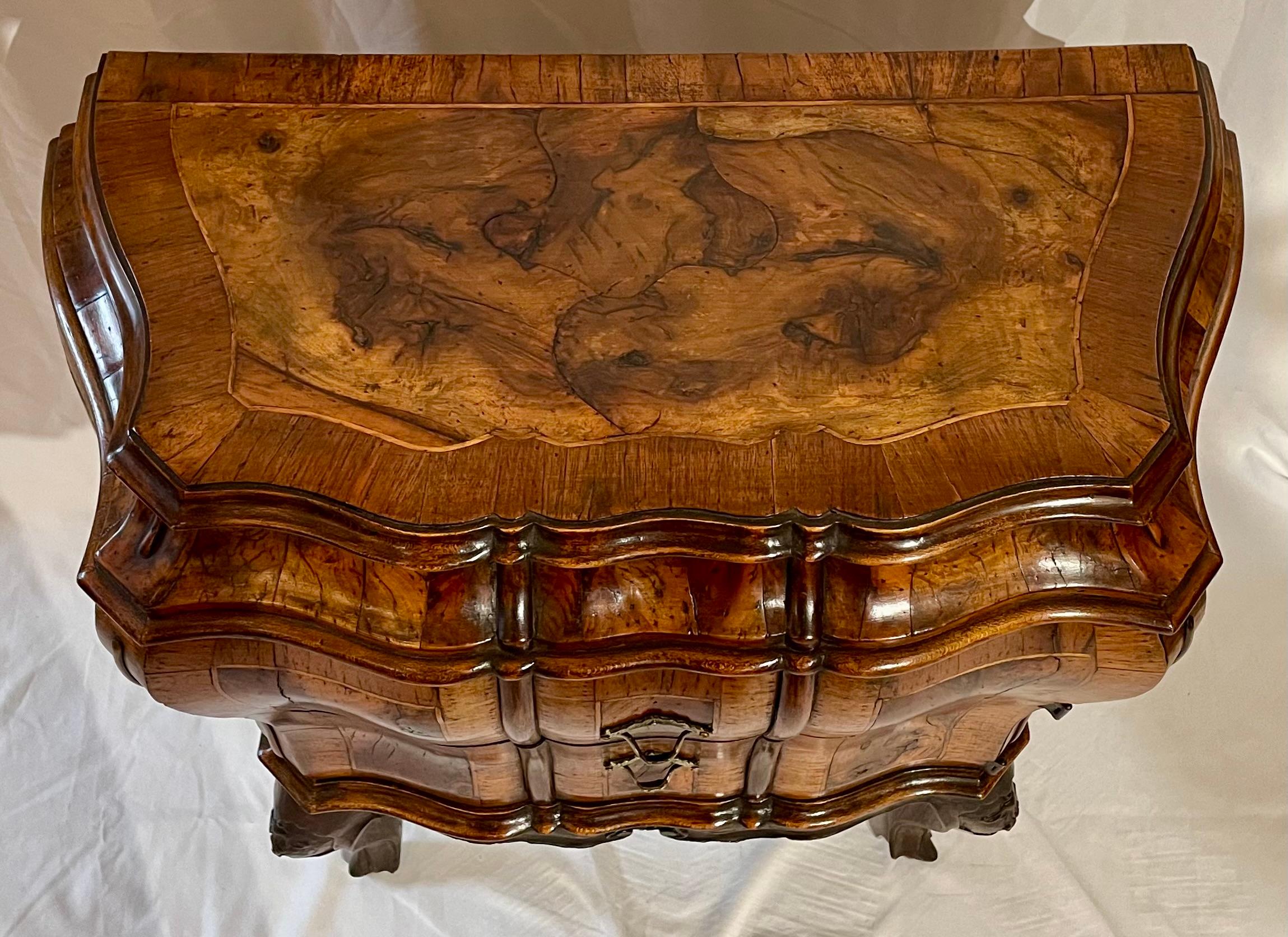 Pair Antique Italian Walnut Bombe Chests, Circa 1920's. For Sale 4