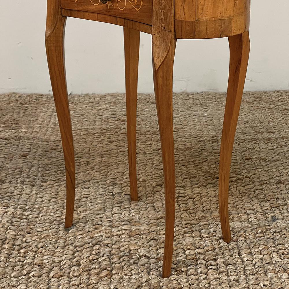 Pair Antique Italian Walnut Inlaid Kidney-Shaped End Tables, Nightstands 6