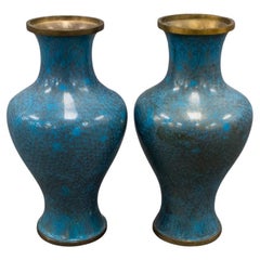 Paar antike japanische Cloisonné  Emaille-Vasen