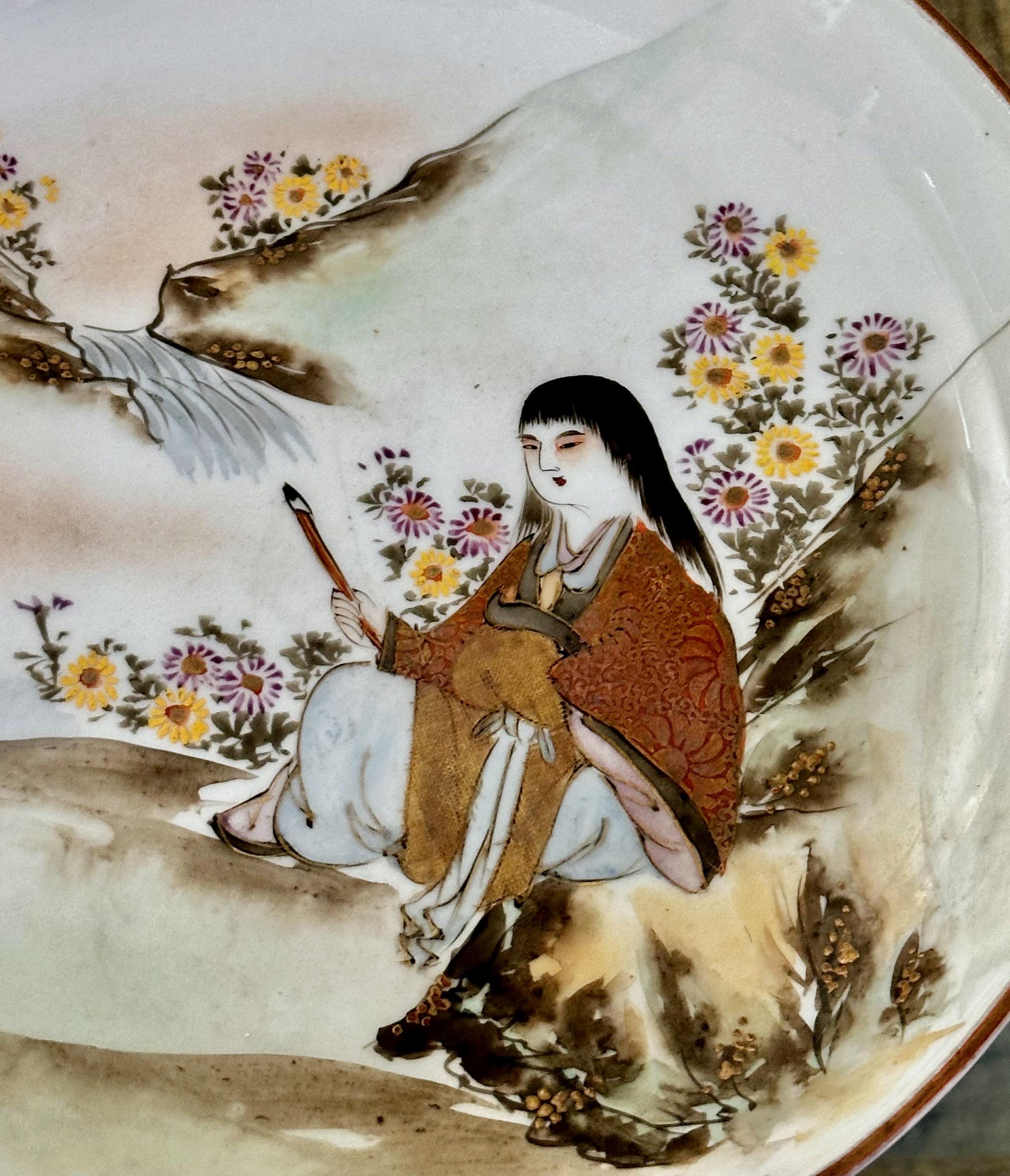 Pair Antique Japanese Early Meiji Porcelain Figural Bowls For Sale 7