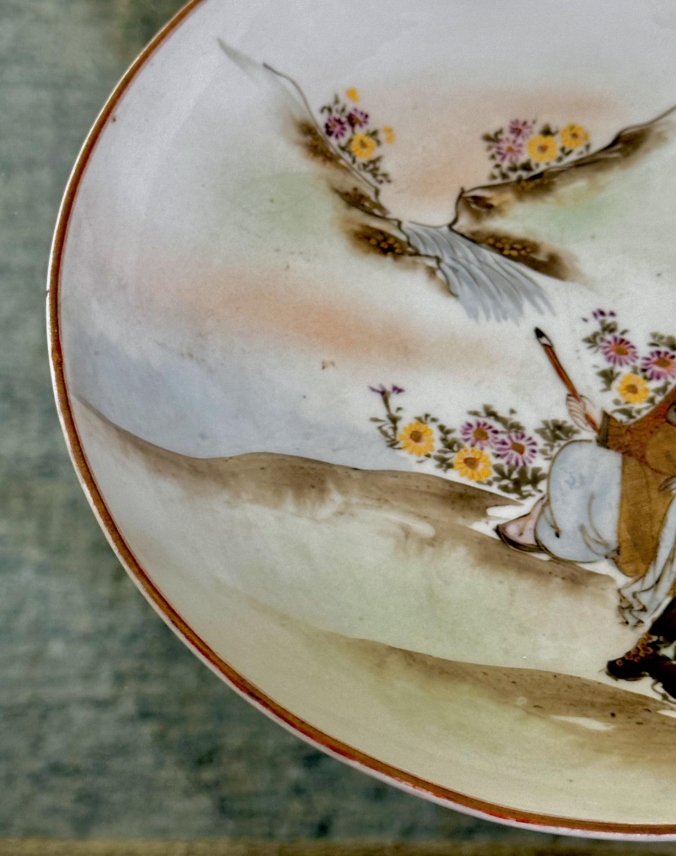 Pair Antique Japanese Early Meiji Porcelain Figural Bowls For Sale 8