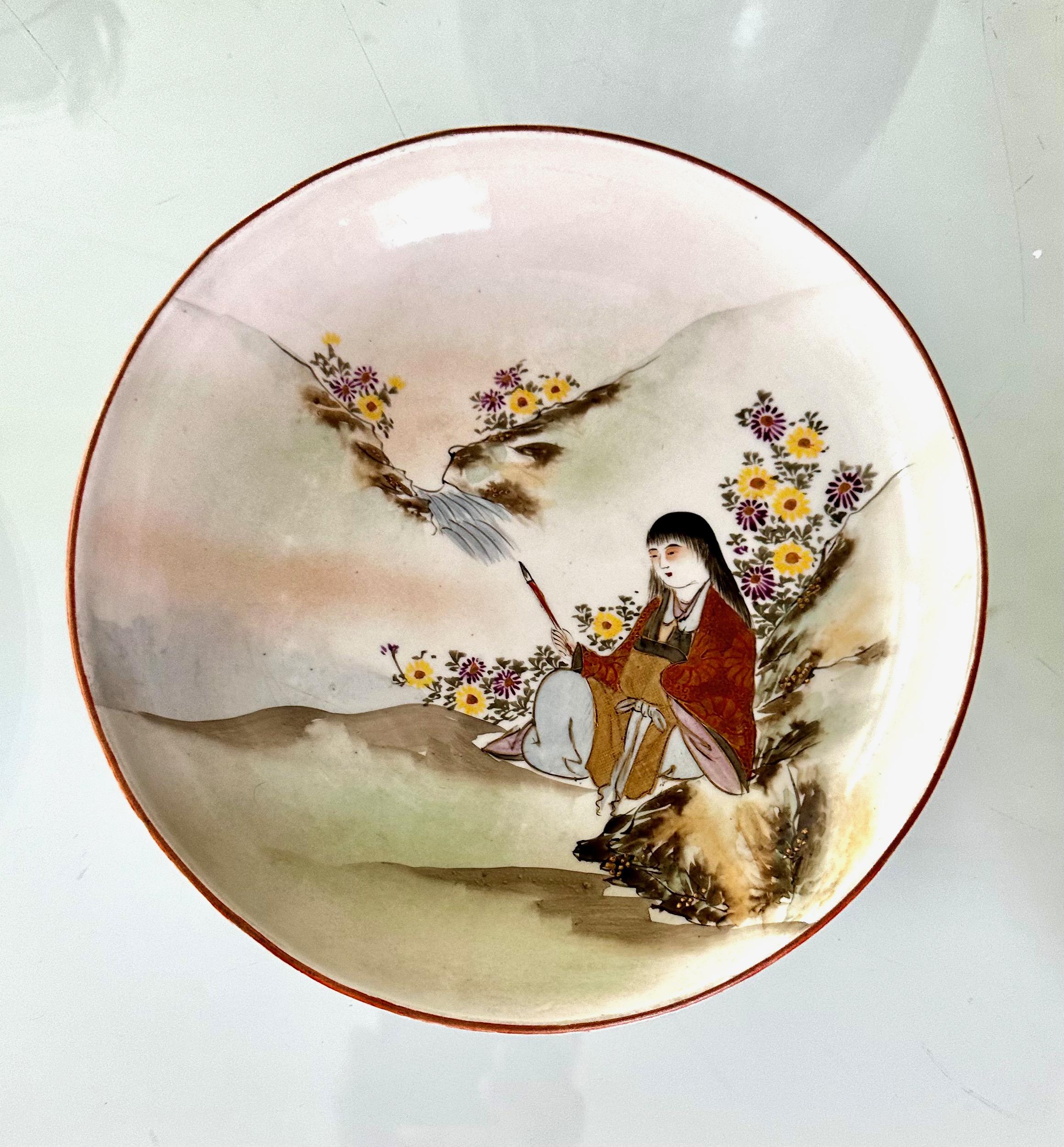 Pair Antique Japanese Early Meiji Porcelain Figural Bowls For Sale 4
