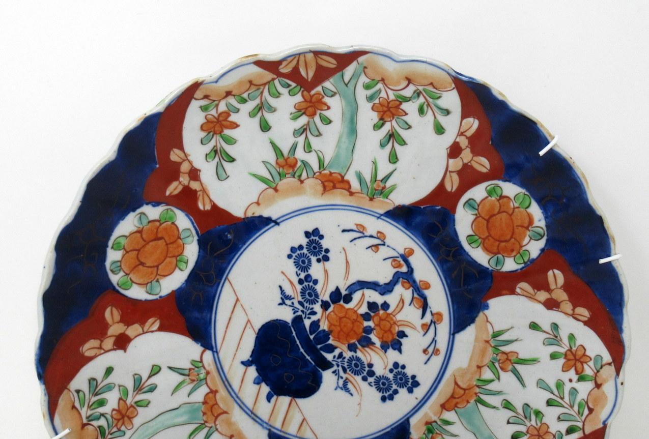 Antique Japanese Meji Hand Painted Imari Dish Centerpiece Plate Cobalt Blue Pair In Good Condition In Dublin, Ireland