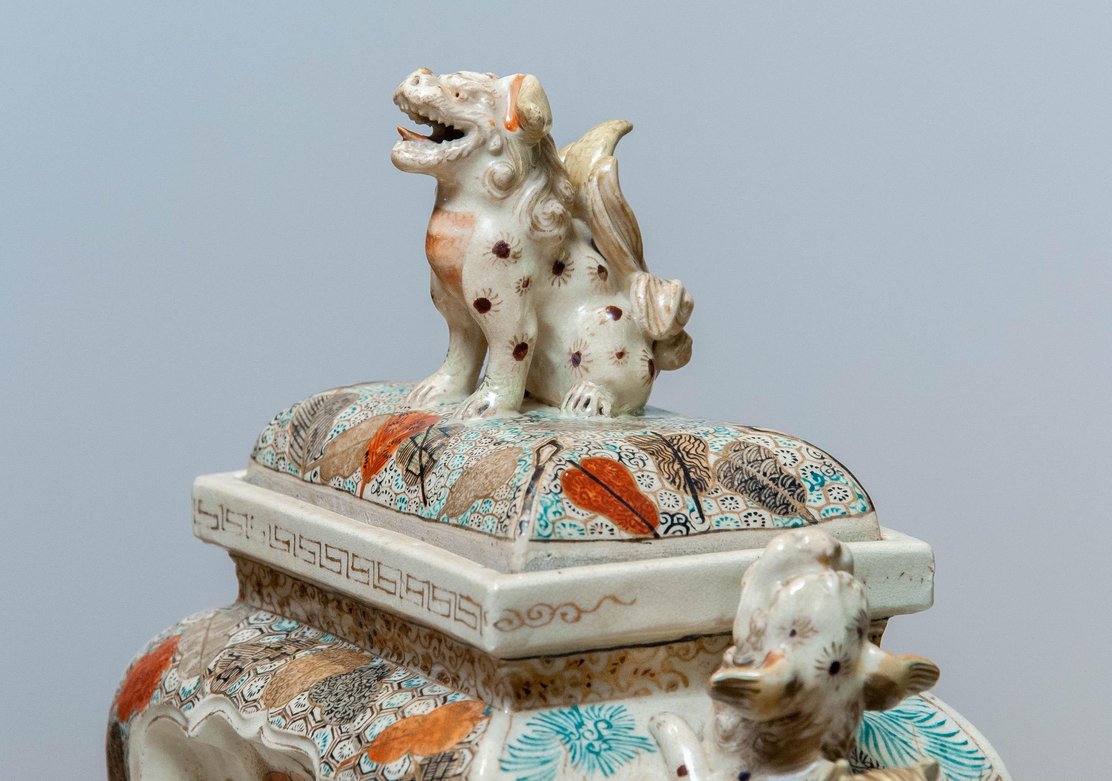 Pair Qing Dinasty Antique Chinese Foo Dogs Protected Ceramic 