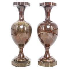 Pair Antique Jasper Stone Vases