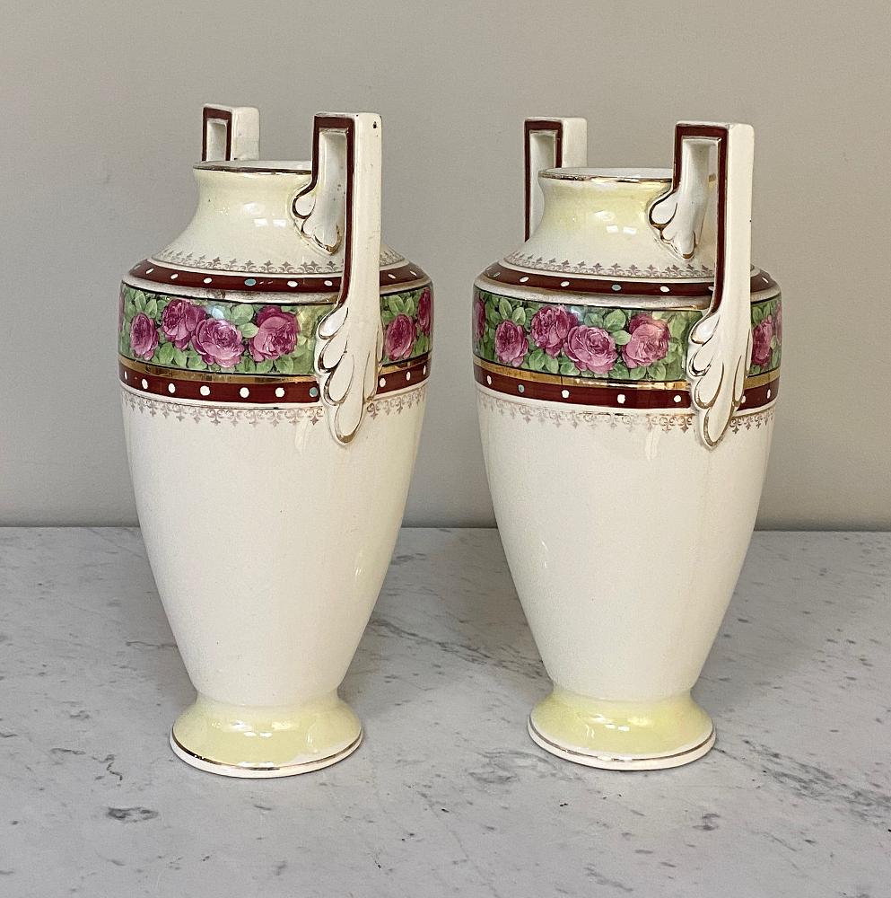 Belgian Pair Antique Keramis Vases For Sale