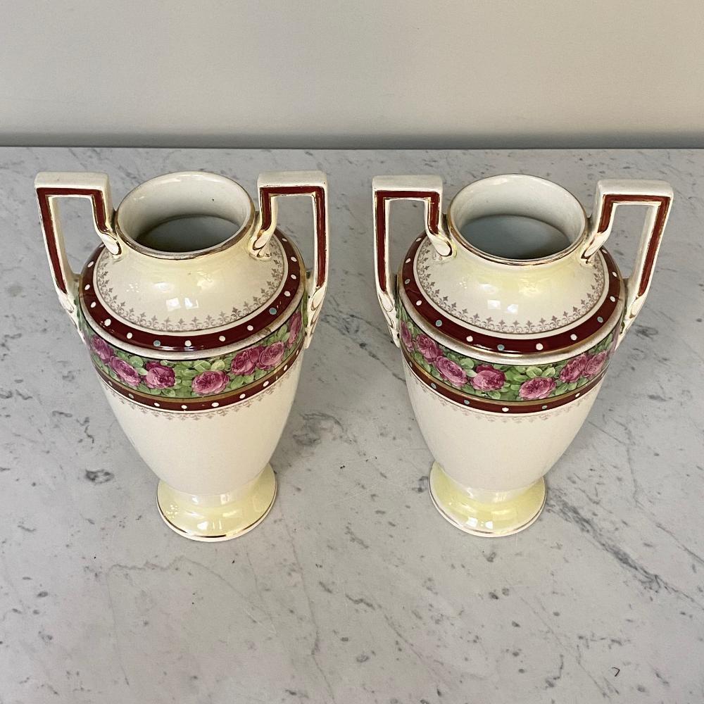 Pair Antique Keramis Vases In Good Condition For Sale In Dallas, TX