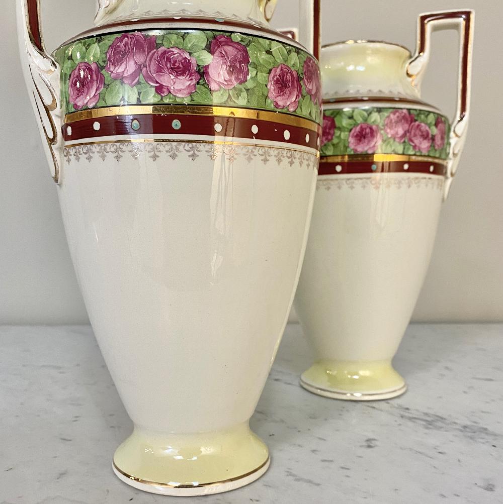 Porcelain Pair Antique Keramis Vases For Sale