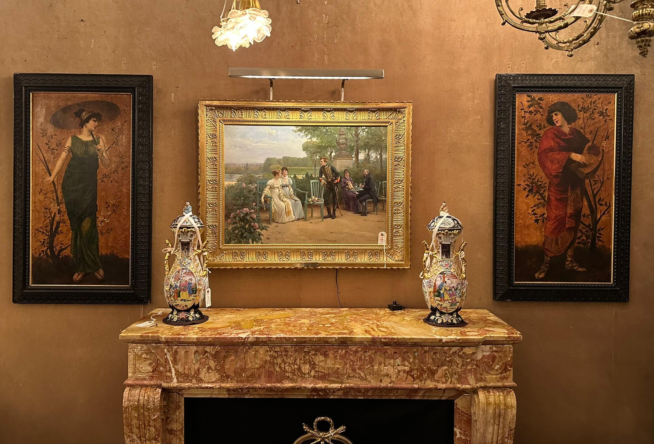 Pair Antique Late 19th Century English Pre-Raphaelite Öl auf Board Gemälde. im Angebot 5