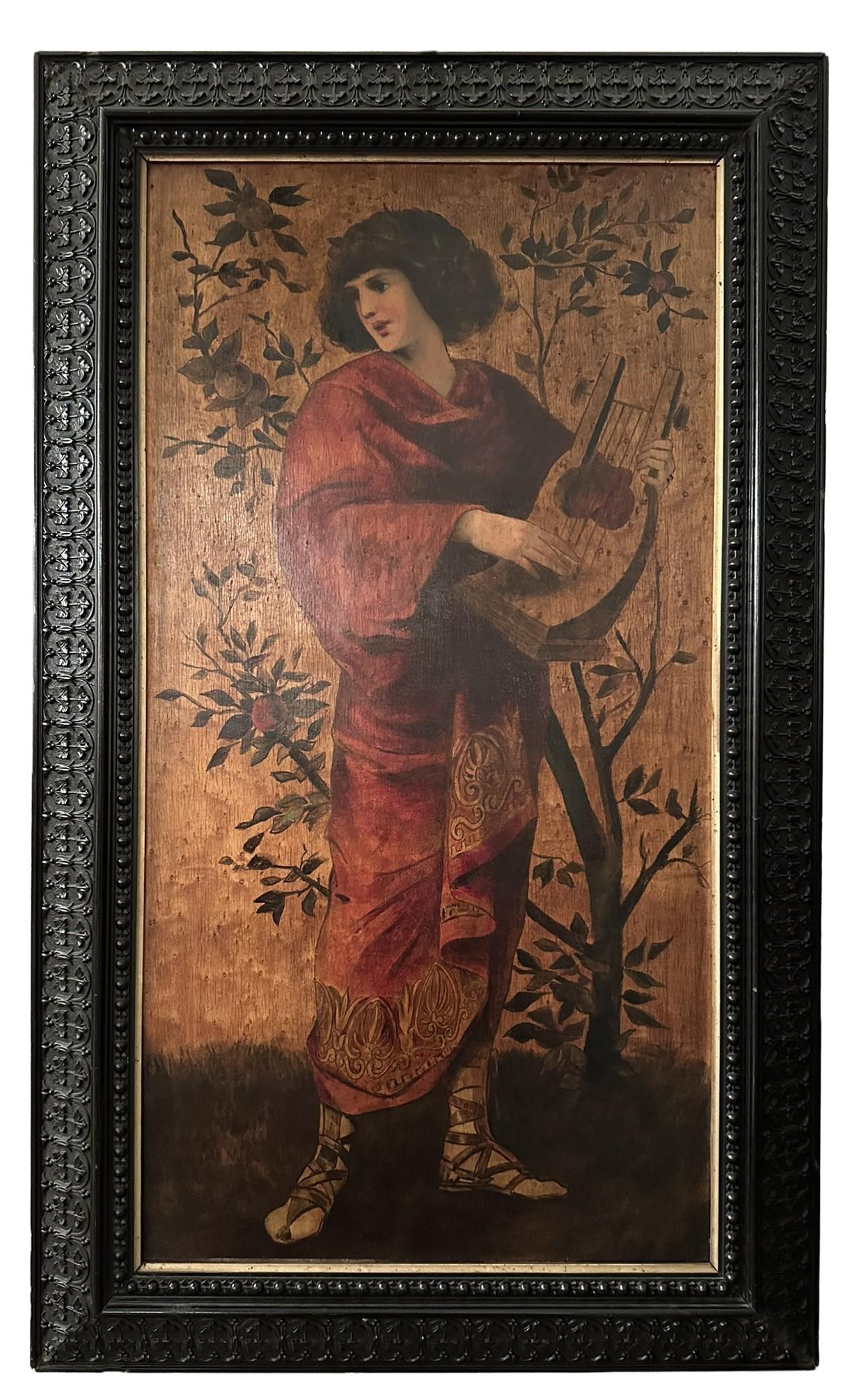 Pair Antique Late 19th Century English Pre-Raphaelite Öl auf Board Gemälde. (Englisch) im Angebot