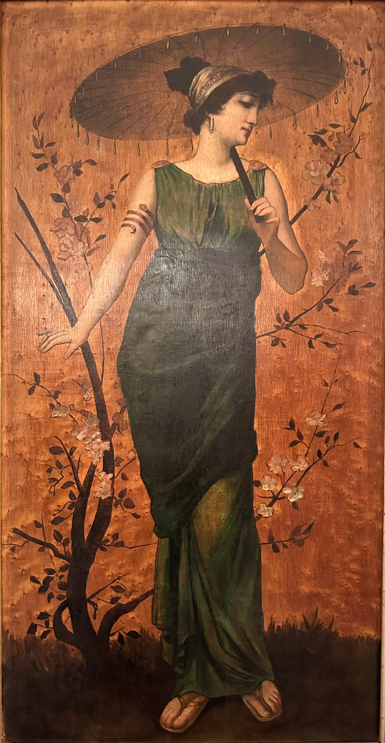 Pair Antique Late 19th Century English Pre-Raphaelite Öl auf Board Gemälde. im Zustand „Gut“ im Angebot in New Orleans, LA