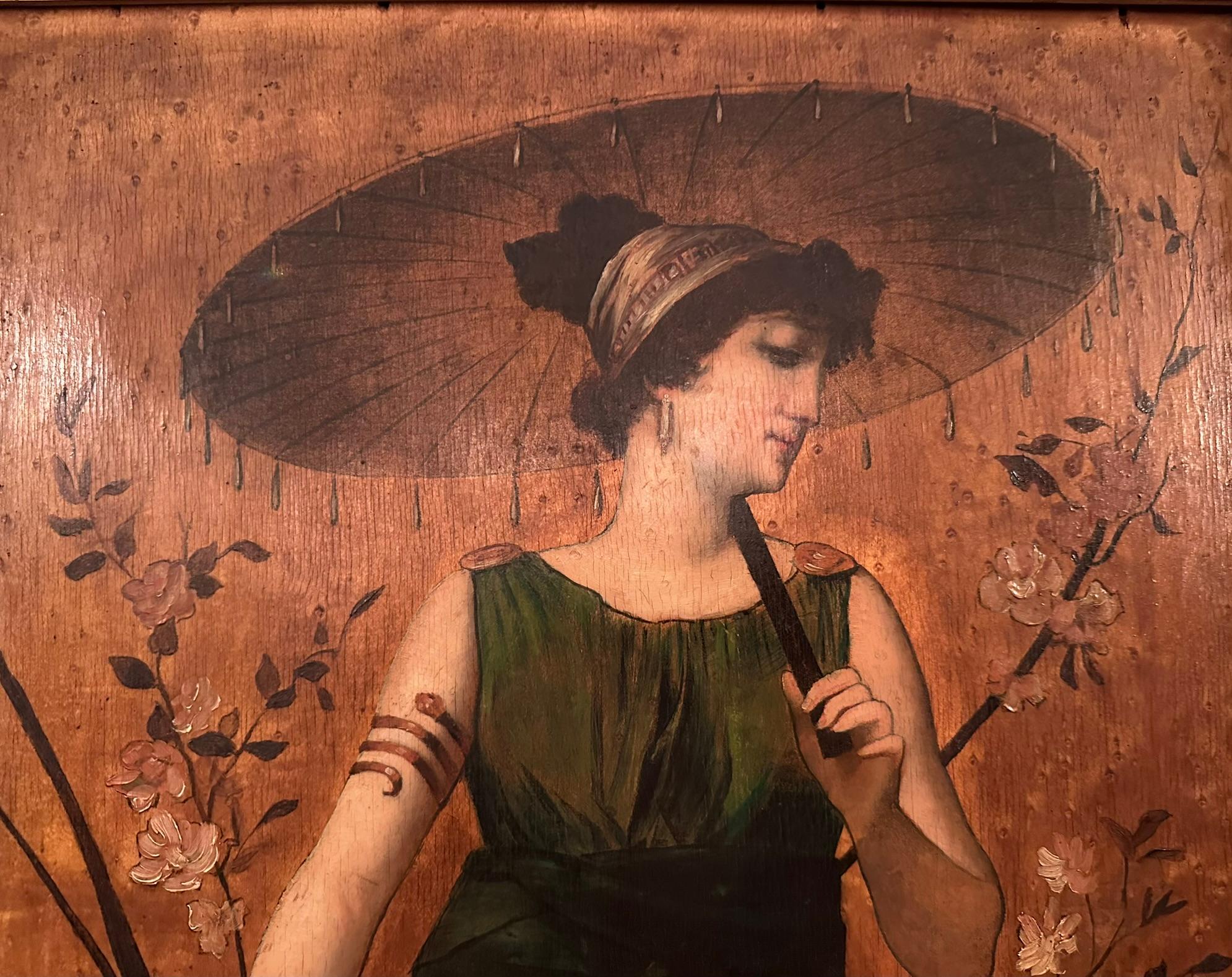 Pair Antique Late 19th Century English Pre-Raphaelite Öl auf Board Gemälde. (19. Jahrhundert) im Angebot