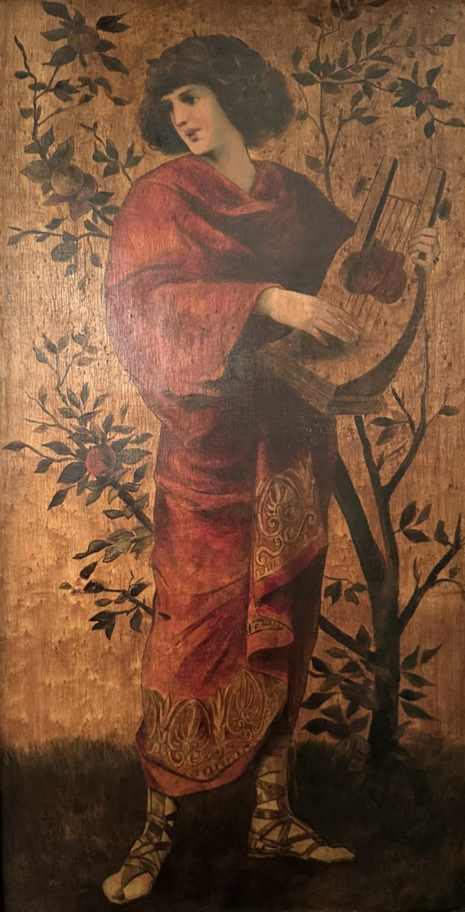 Pair Antique Late 19th Century English Pre-Raphaelite Öl auf Board Gemälde. im Angebot 1