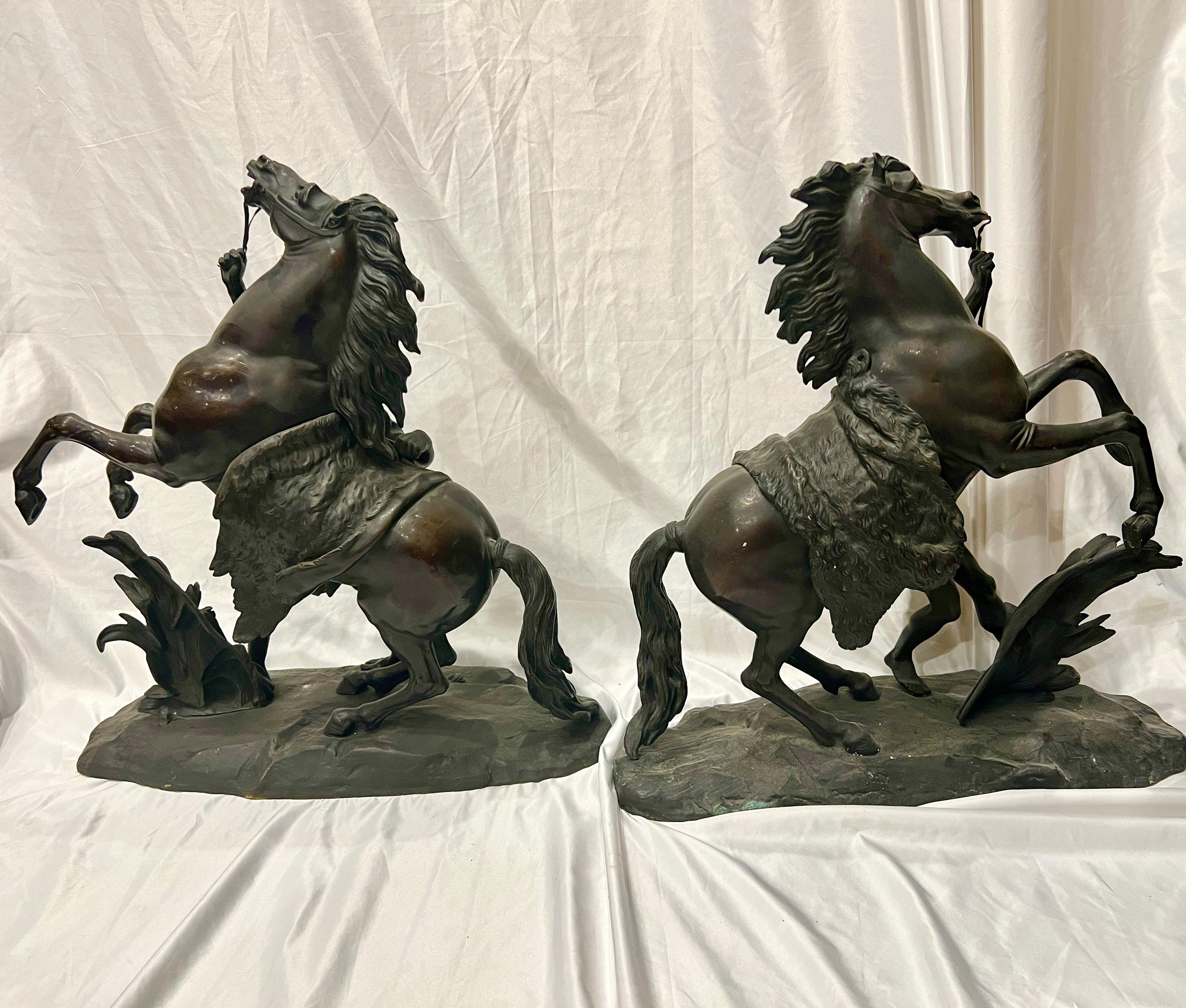 Pair Large Antique Late 19th Century French Signed Bronze Castings of the 