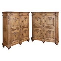 Pair Antique Liegoise 4 Door Cabinets