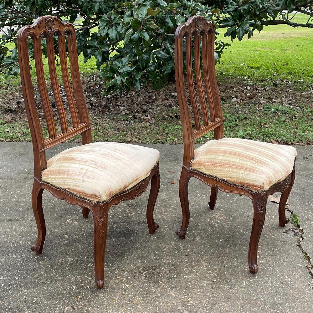 Pair Antique Liegoise Louis XIV side chairs feature the graceful lines that are exceptionally ergonomic, designed before the word 