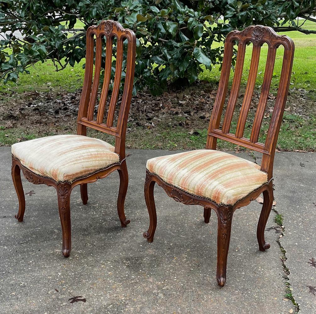 French Pair Antique Liegoise Louis XIV Side Chairs For Sale