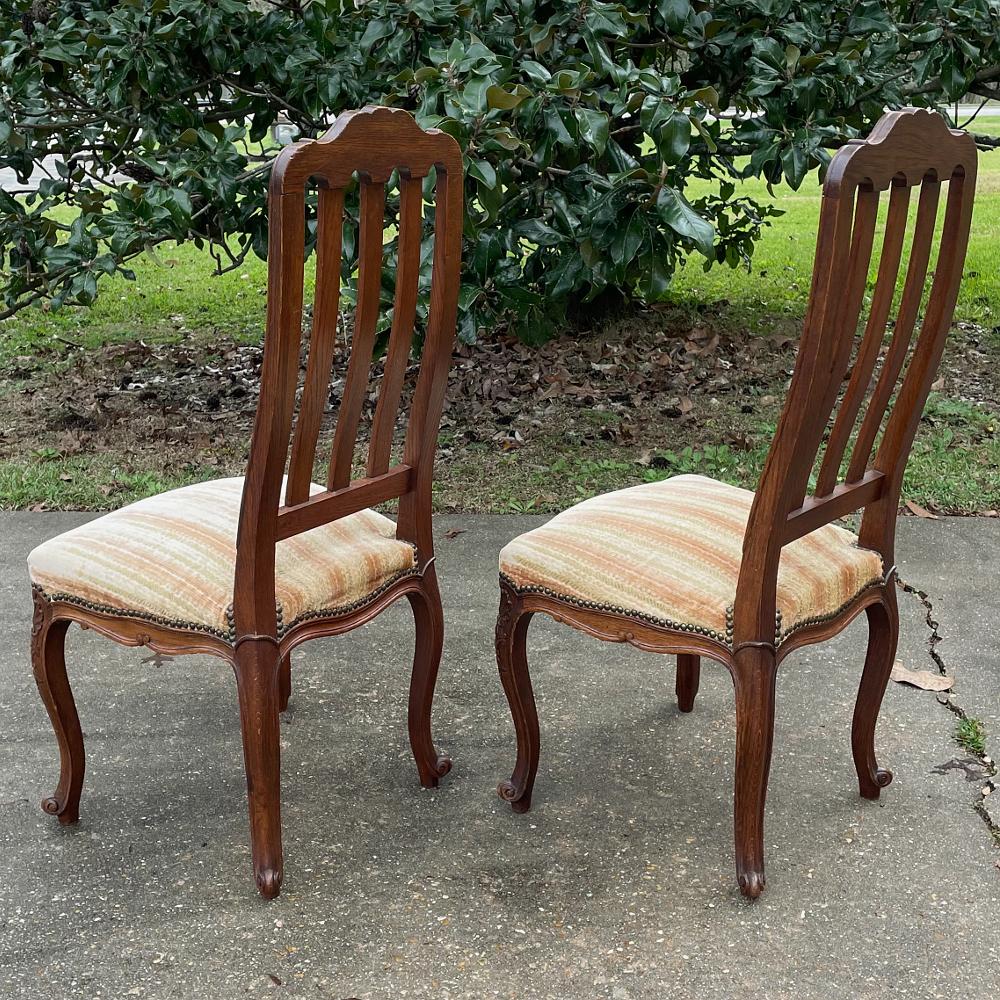 Hand-Carved Pair Antique Liegoise Louis XIV Side Chairs For Sale