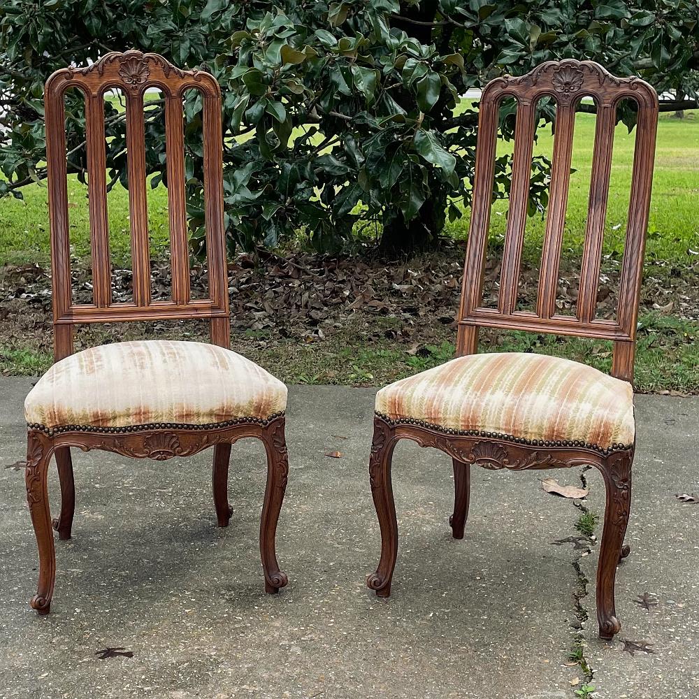 20th Century Pair Antique Liegoise Louis XIV Side Chairs For Sale