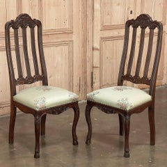 Pair Antique Liegoise Louis XIV Style Side Chairs