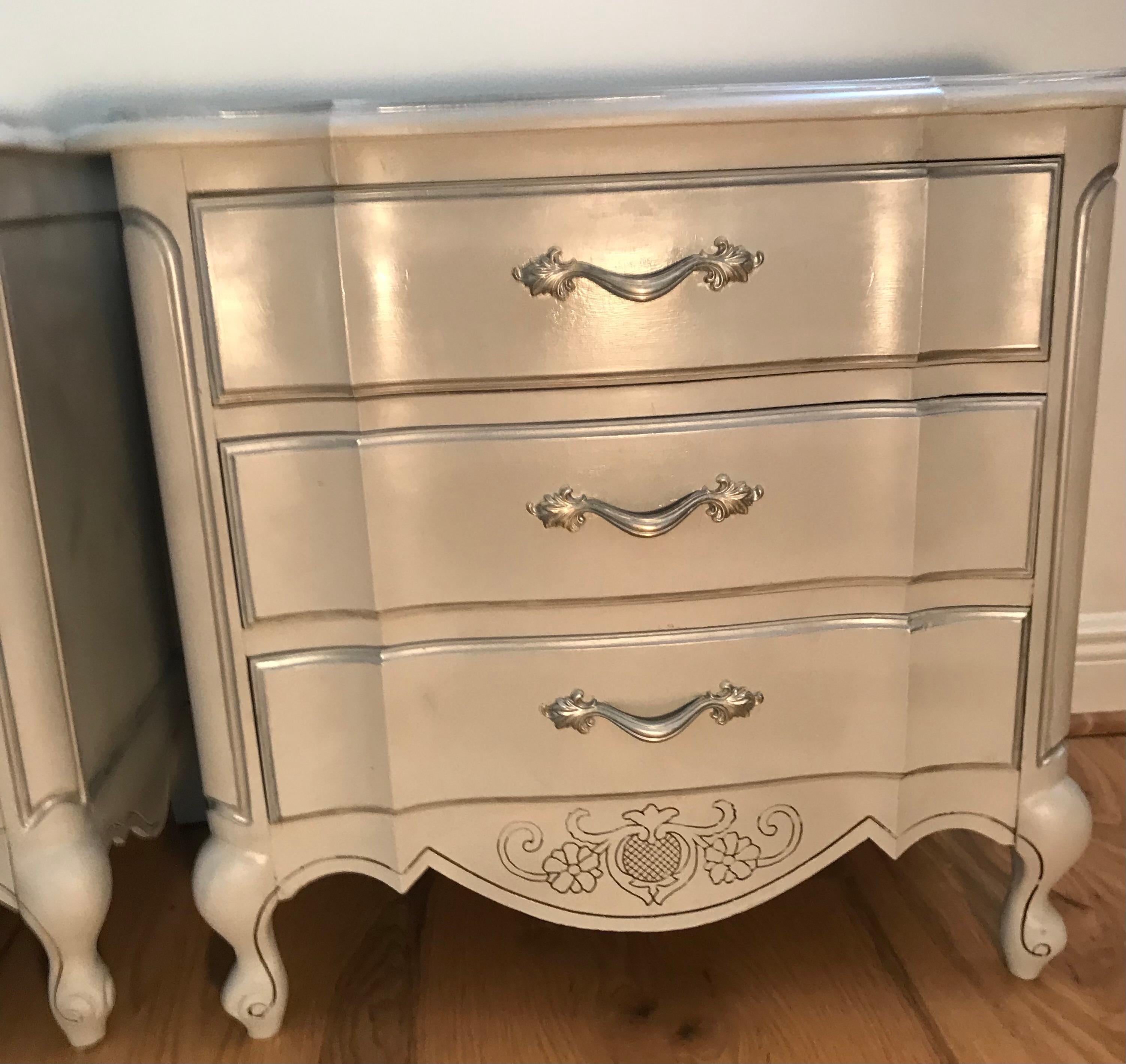 American Pair Antique Gustavian Style Gray Commodes Nightstands For Sale