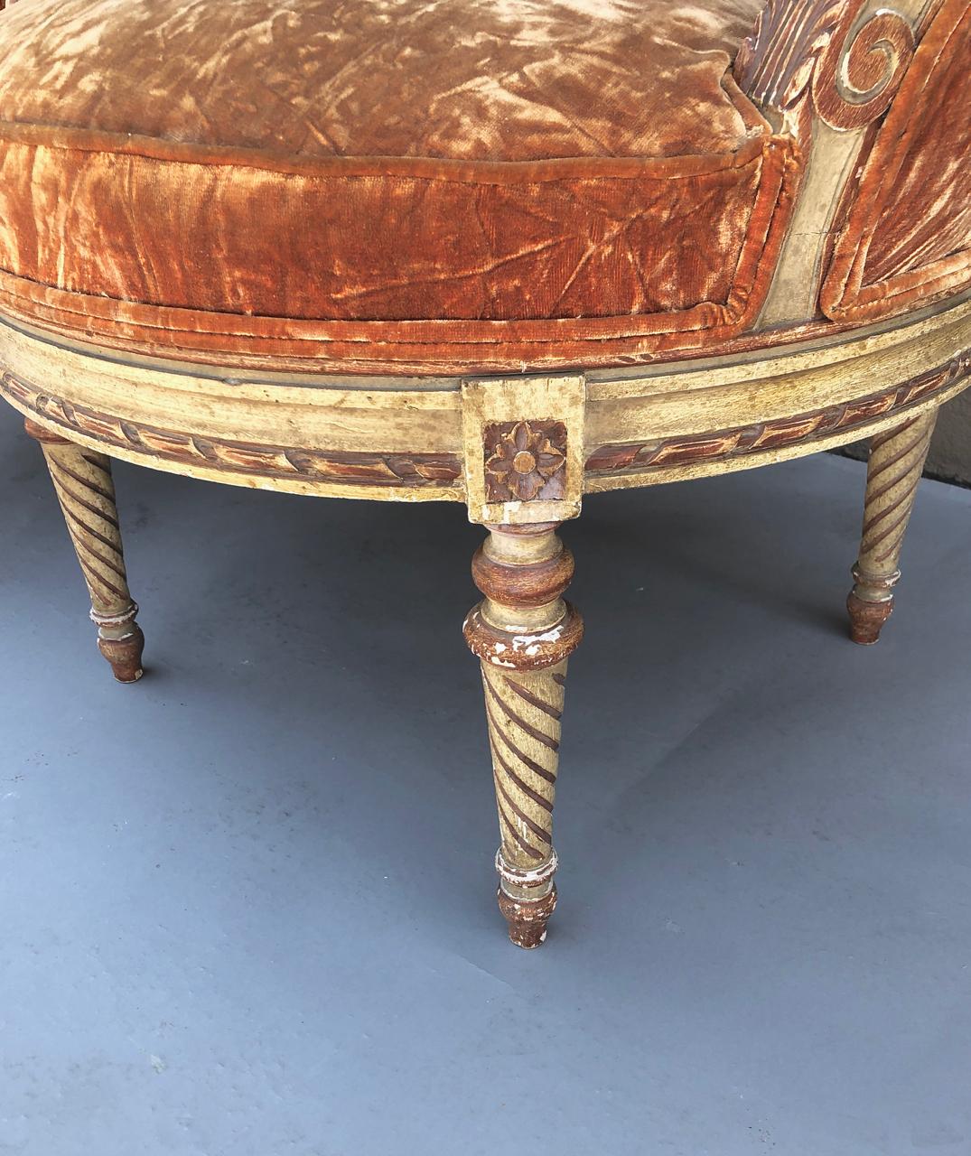 19th Century Pair of Antique Louis XVI-Style Painted Bergeres